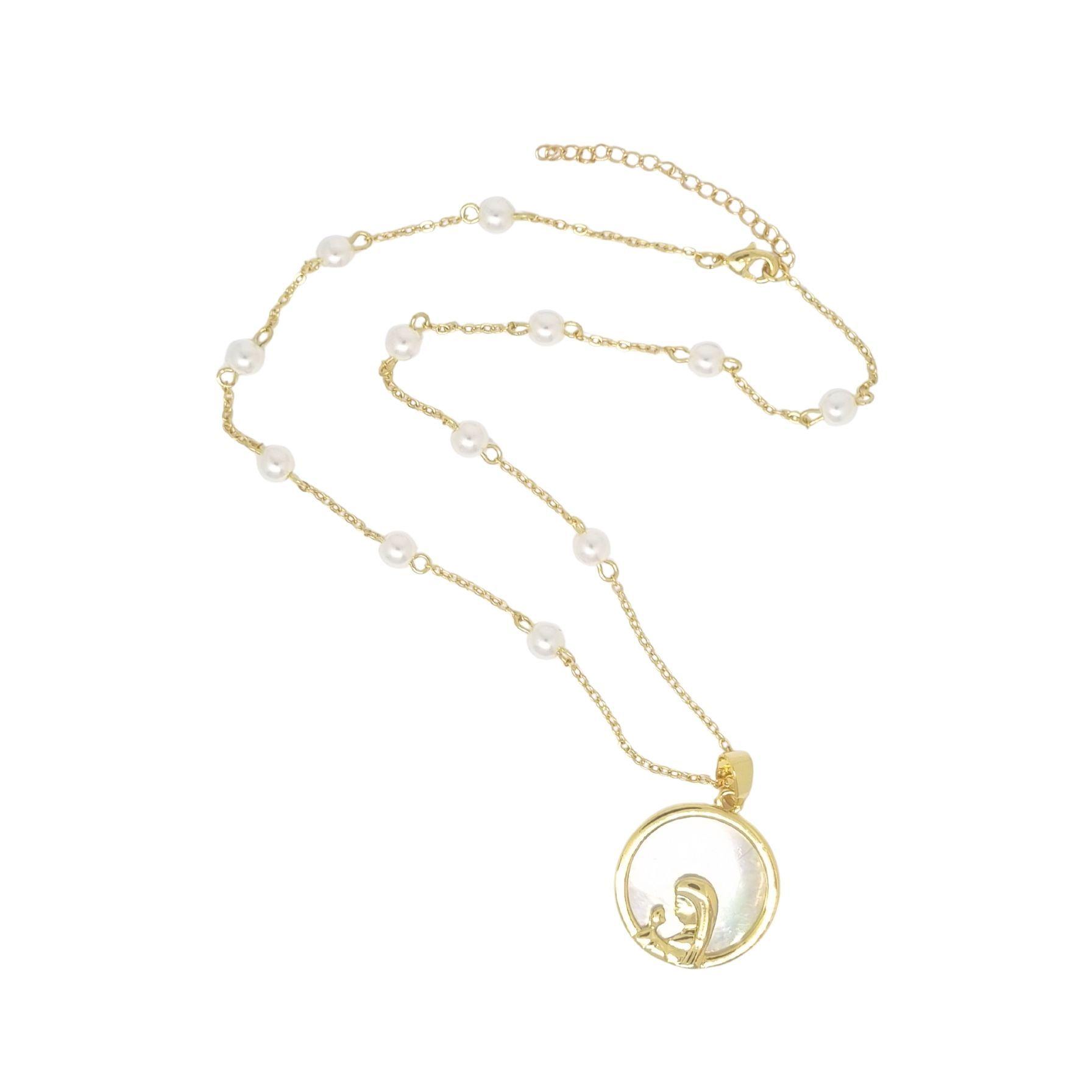 Virgen Niña Nacarada c/ Perlas Enchapado en oro de 18k-2