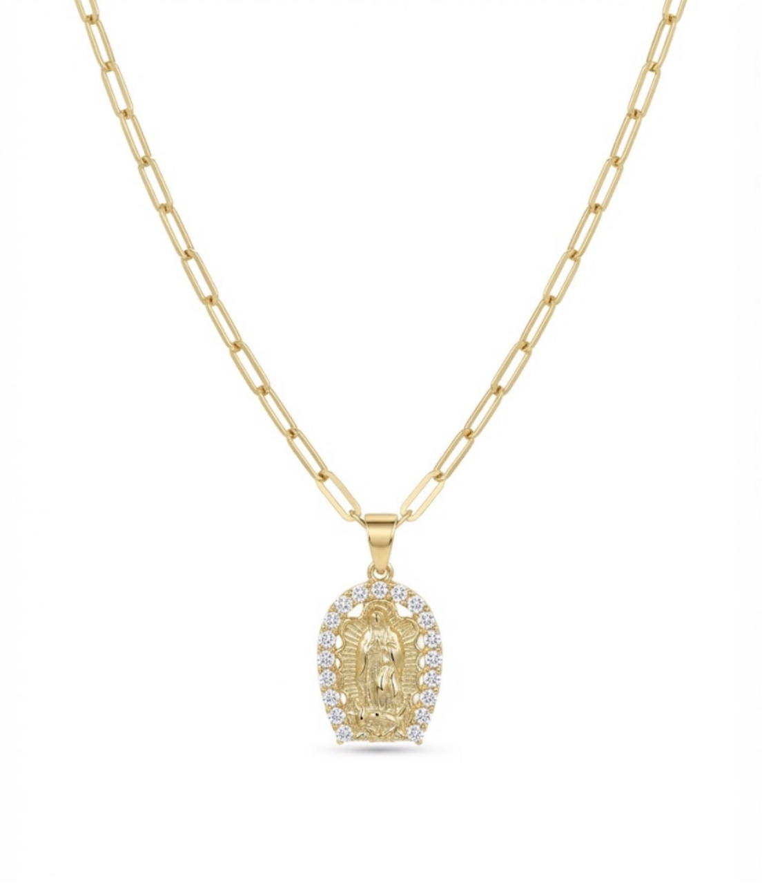 Collar Limado colgante Virgen Guadalupe Enchapado en Oro 18k MP-0