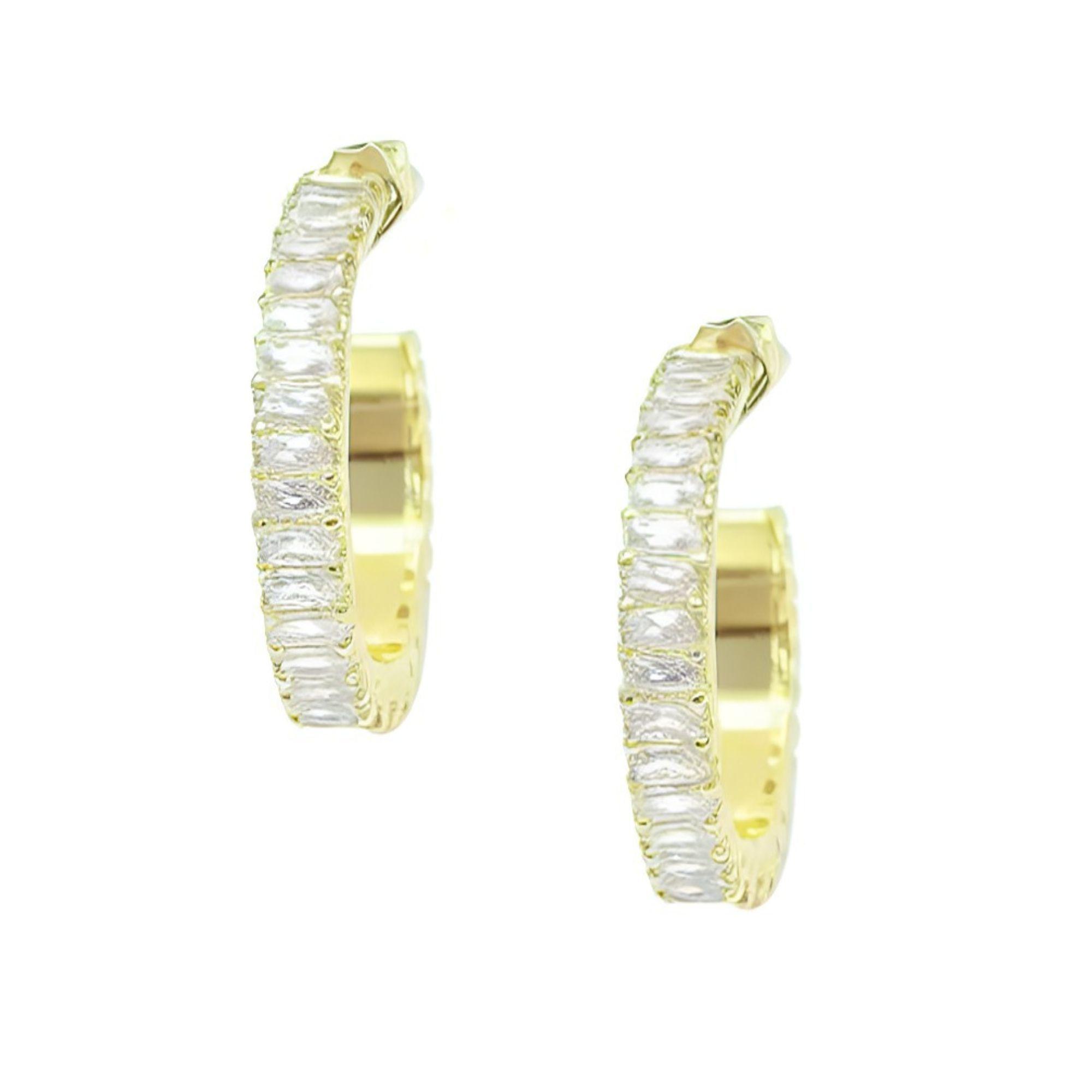 Aro argolla con circones Enchapado en oro de 18k-0