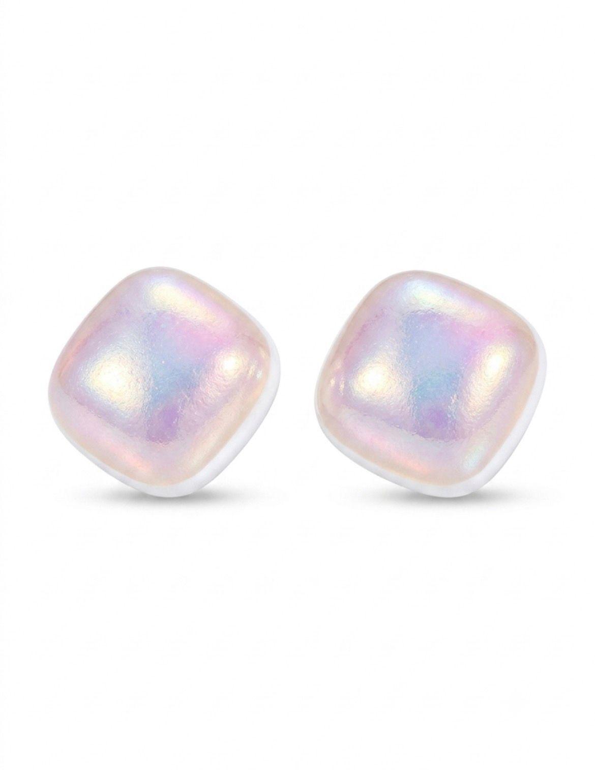 Aros Perla Cuadrados Enchapado en Oro 18K OP-0