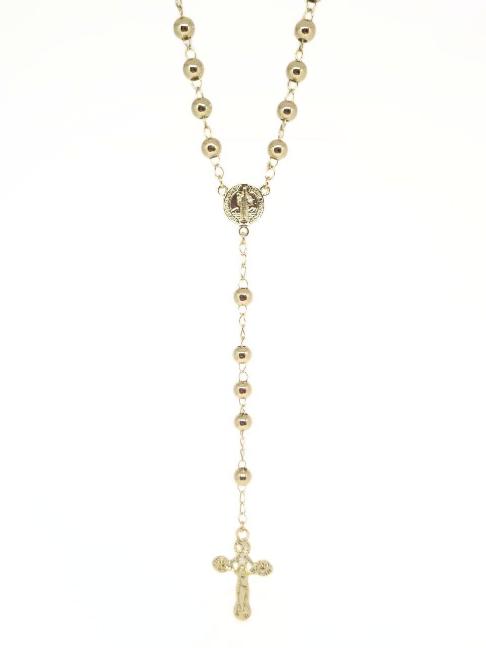 Rosario Dorado Cruz Grande Enchapado en Oro de 18k-2
