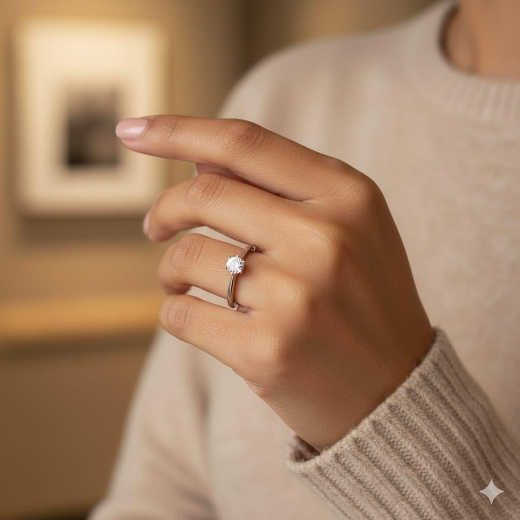 Anillo Solitario Plata Italiana 925 con Circ n de 4mm-2