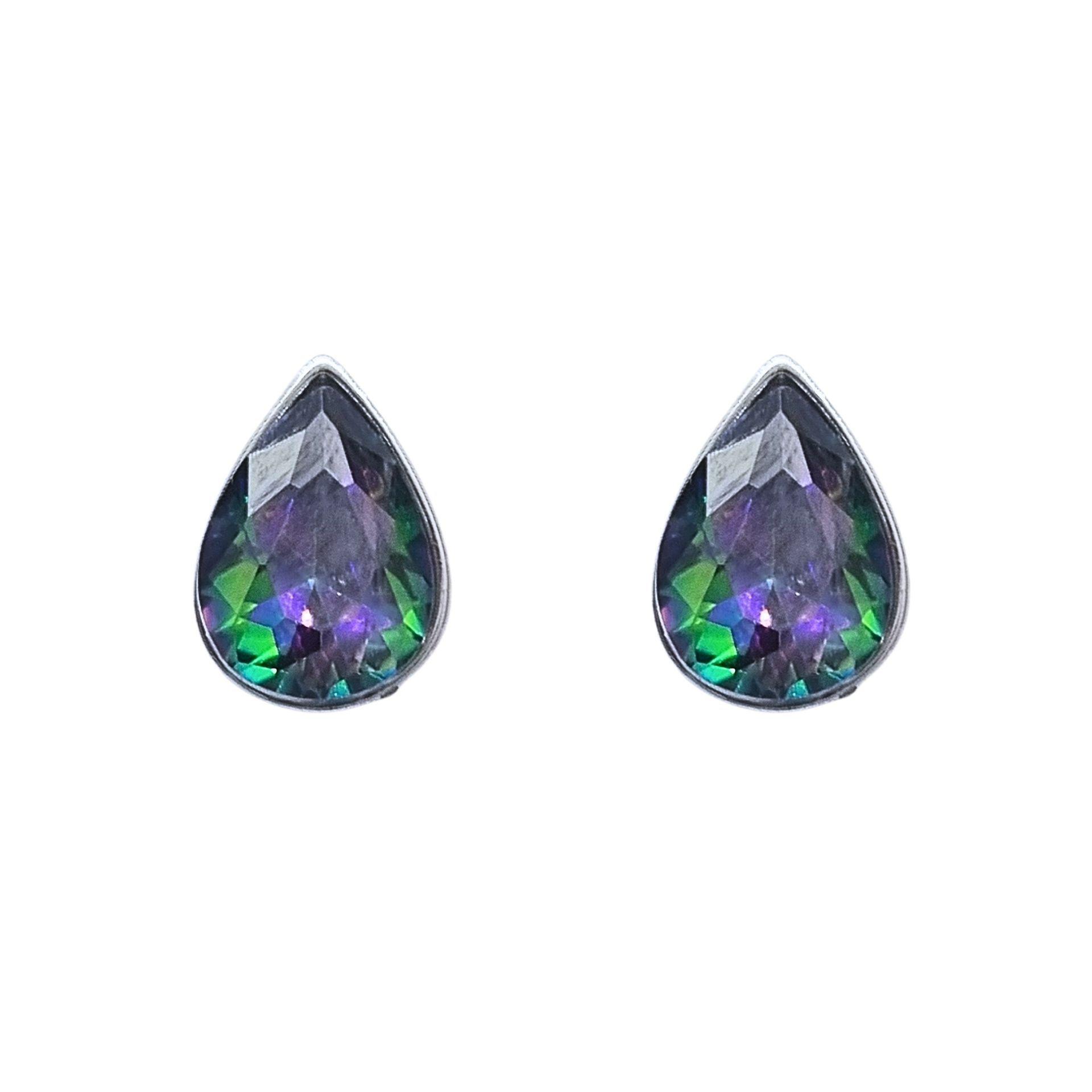 Aros Cristal Gota Plata 925-0