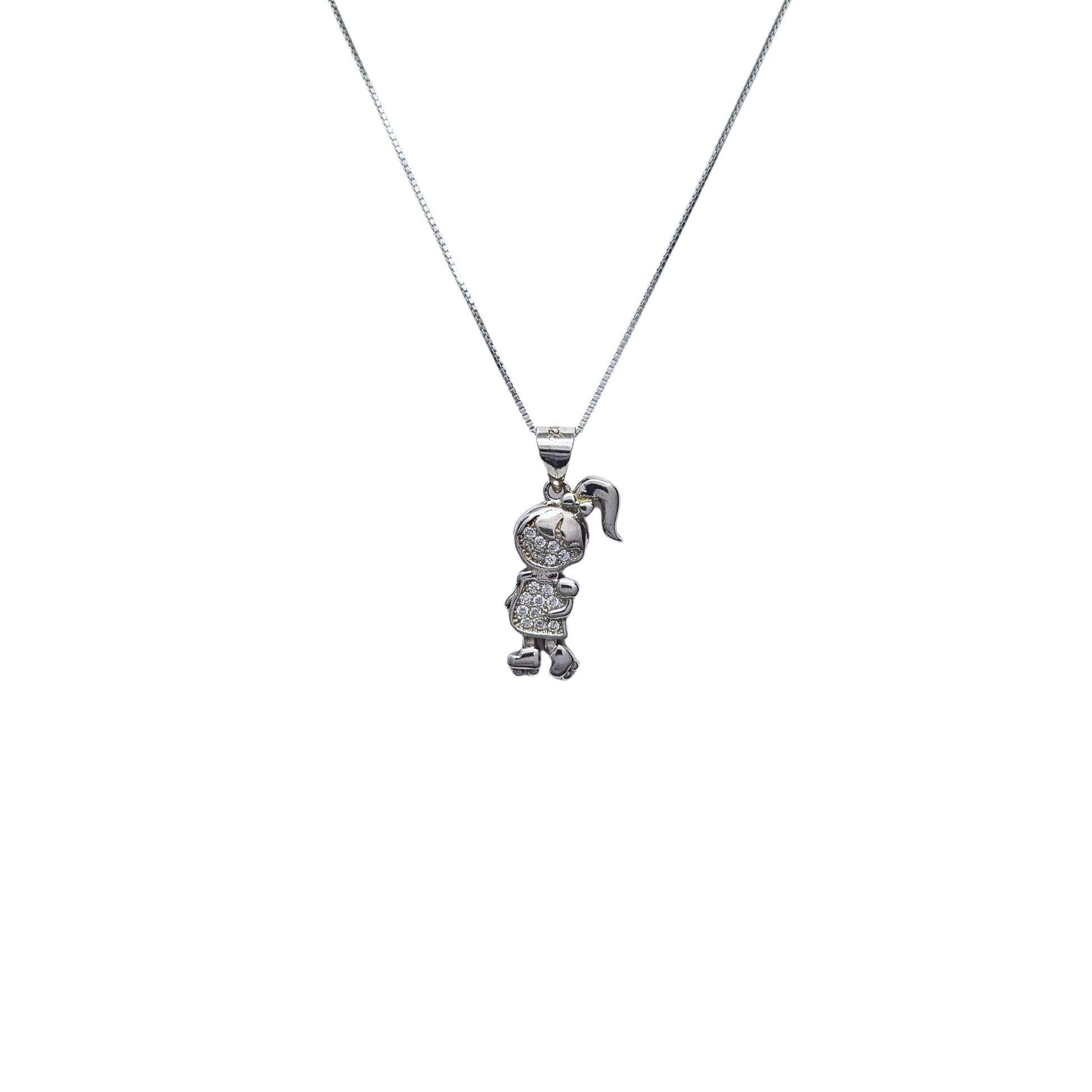 Collar Niña Patines 45cm Rodinado Plata 925-1