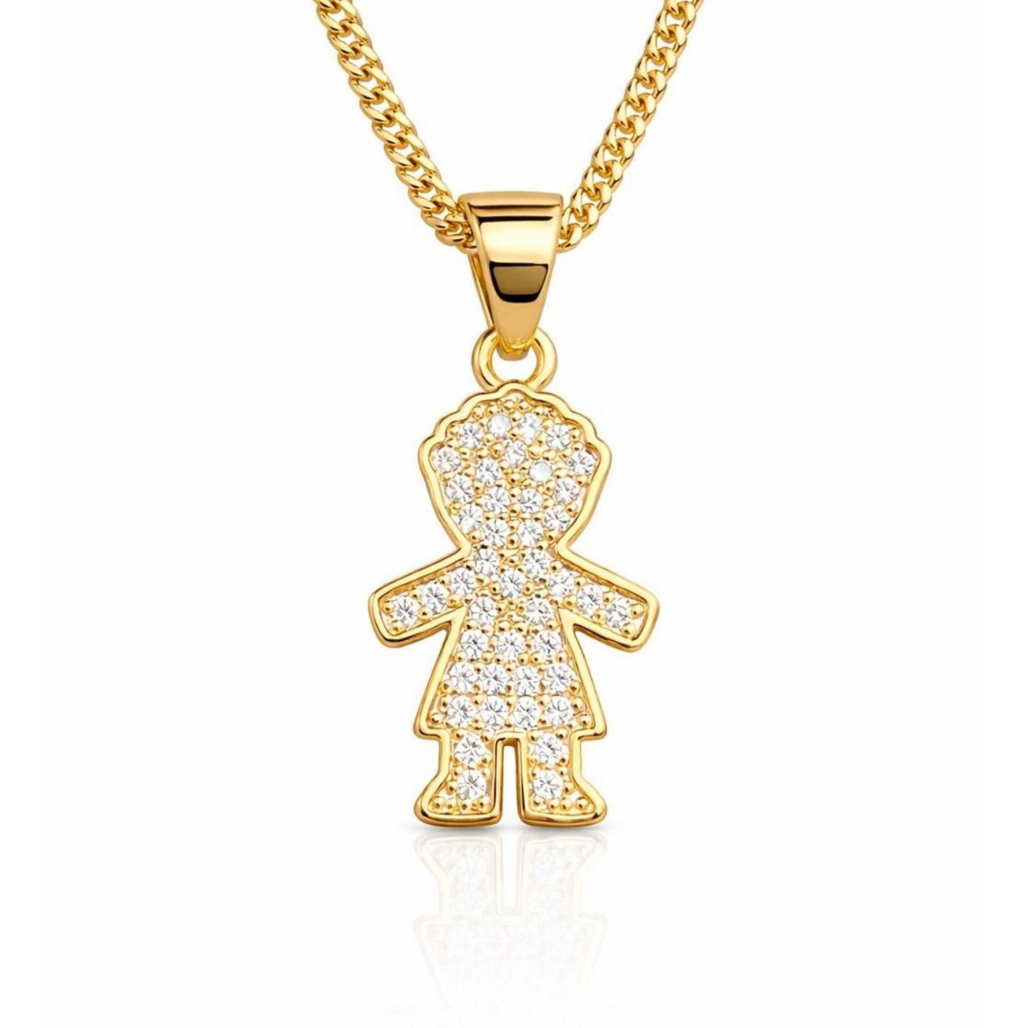Collar Ni o con Circones Enchapado en Oro 18k 50CM-0