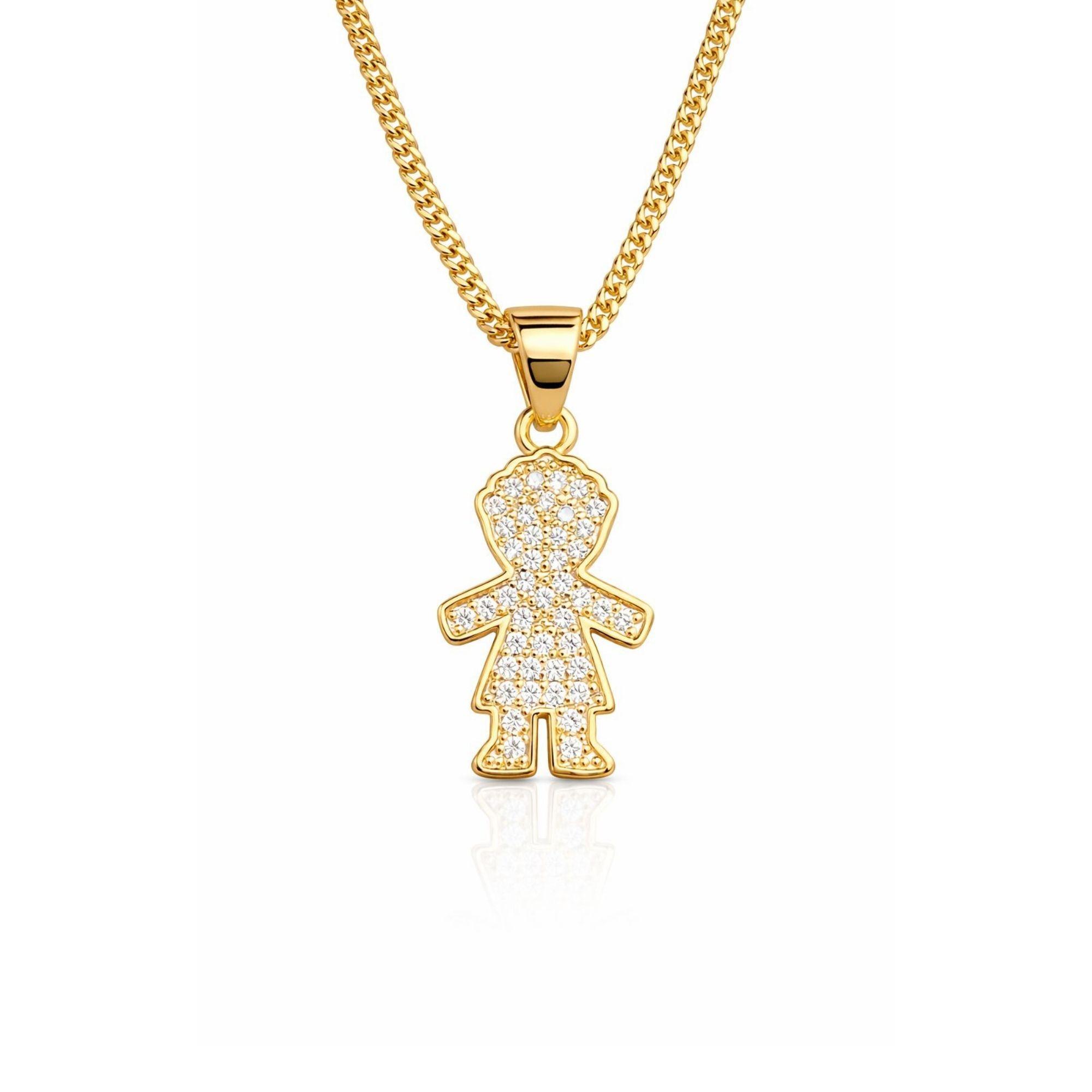 Collar Ni o con Circones Enchapado en Oro 18k 50CM-1