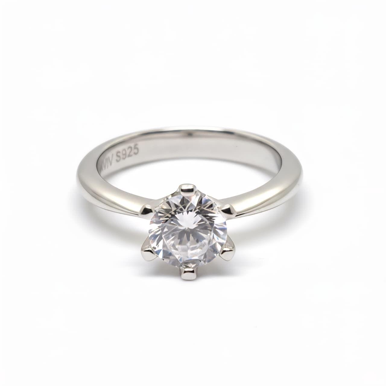 Anillo Solitario Plata Italiana 925 con Circ n de 6mm-2