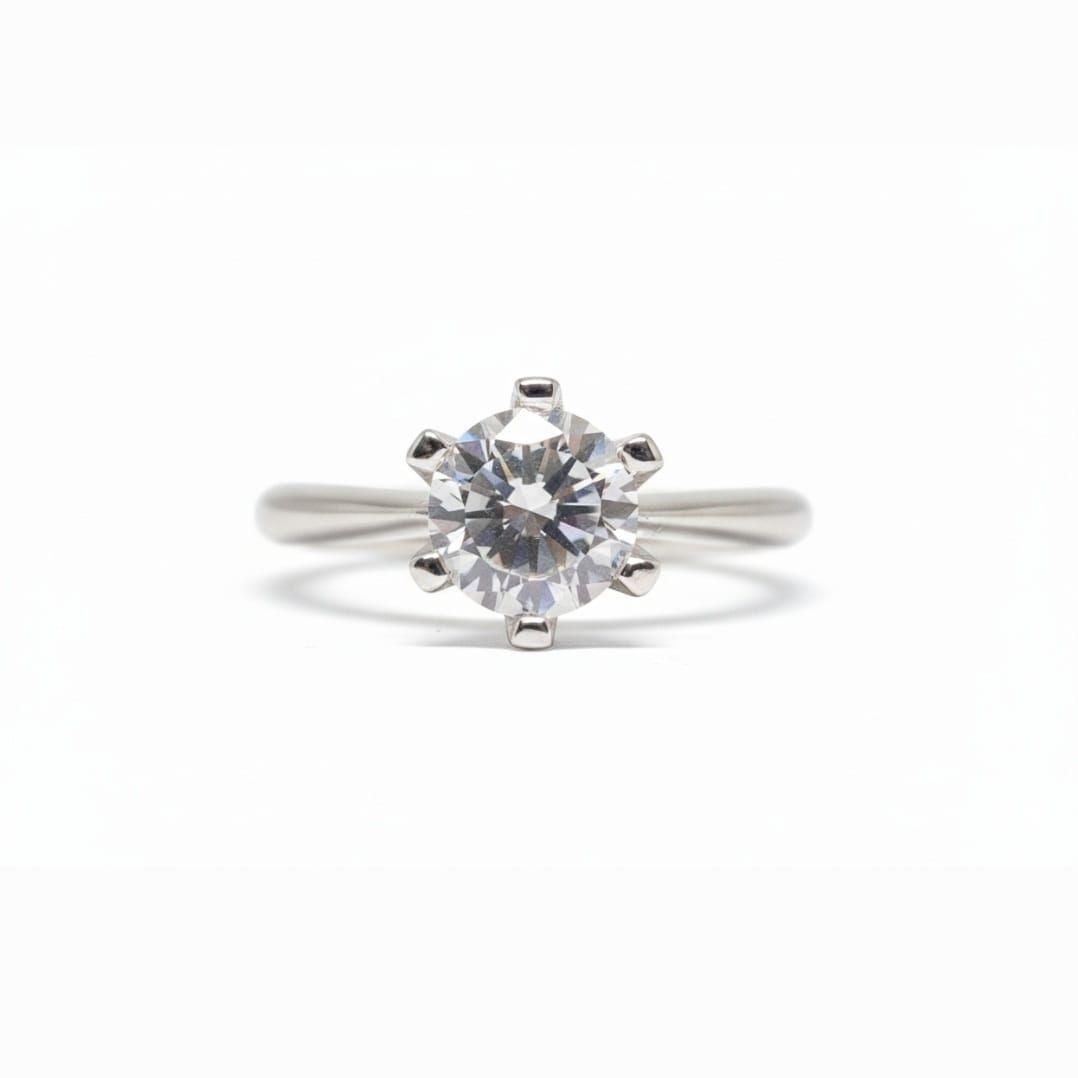 Anillo Solitario Plata Italiana 925 con Circ n de 6mm-0