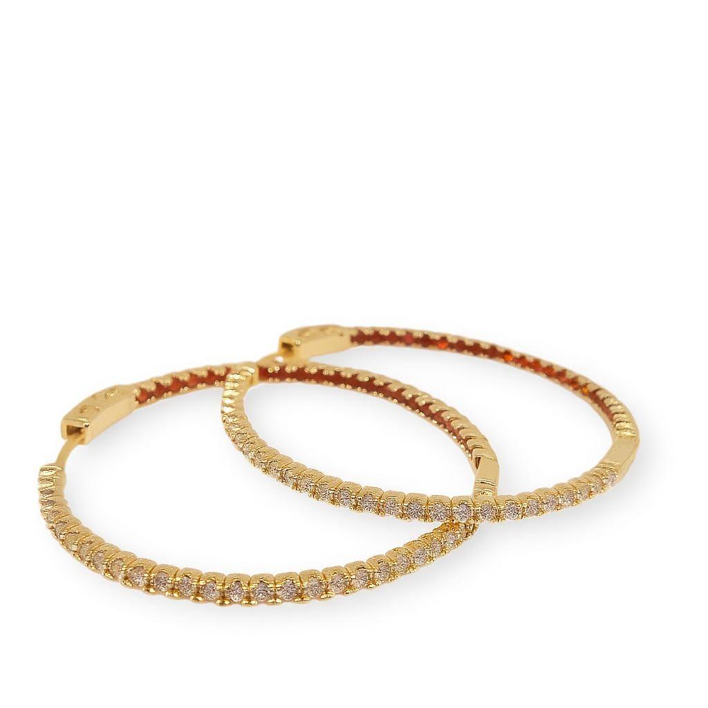 Aro Argolla 28mm Cristales Enchapado en oro de 18k-2