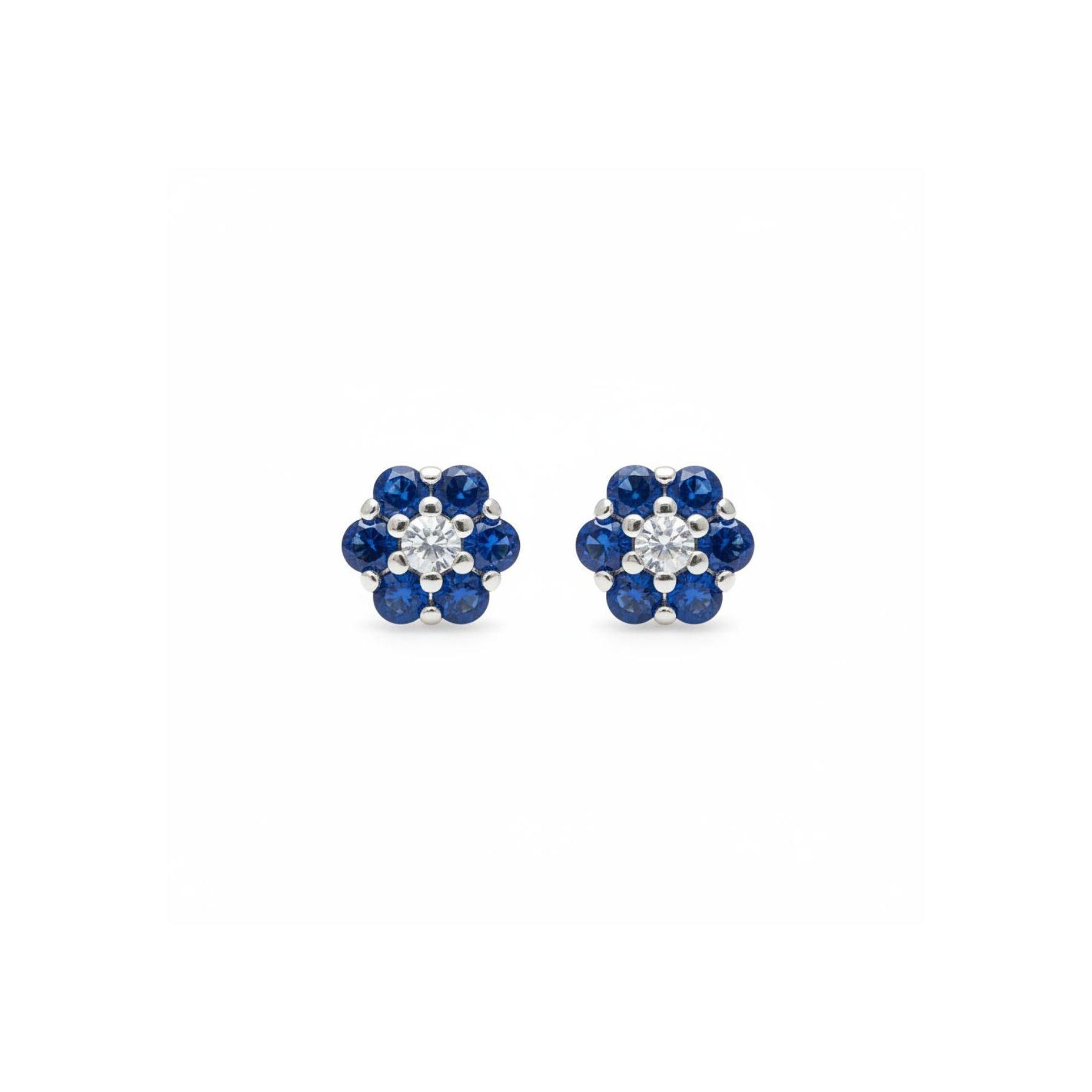 Aros Flor Zafiro Plata 925-0
