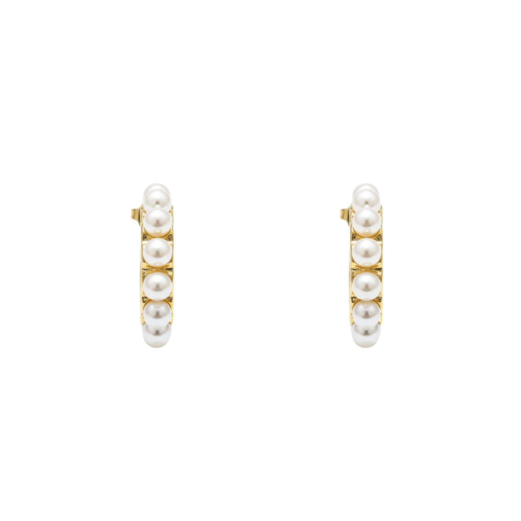 Aros Argolla Perlas Enchapado en Oro de 18k-0