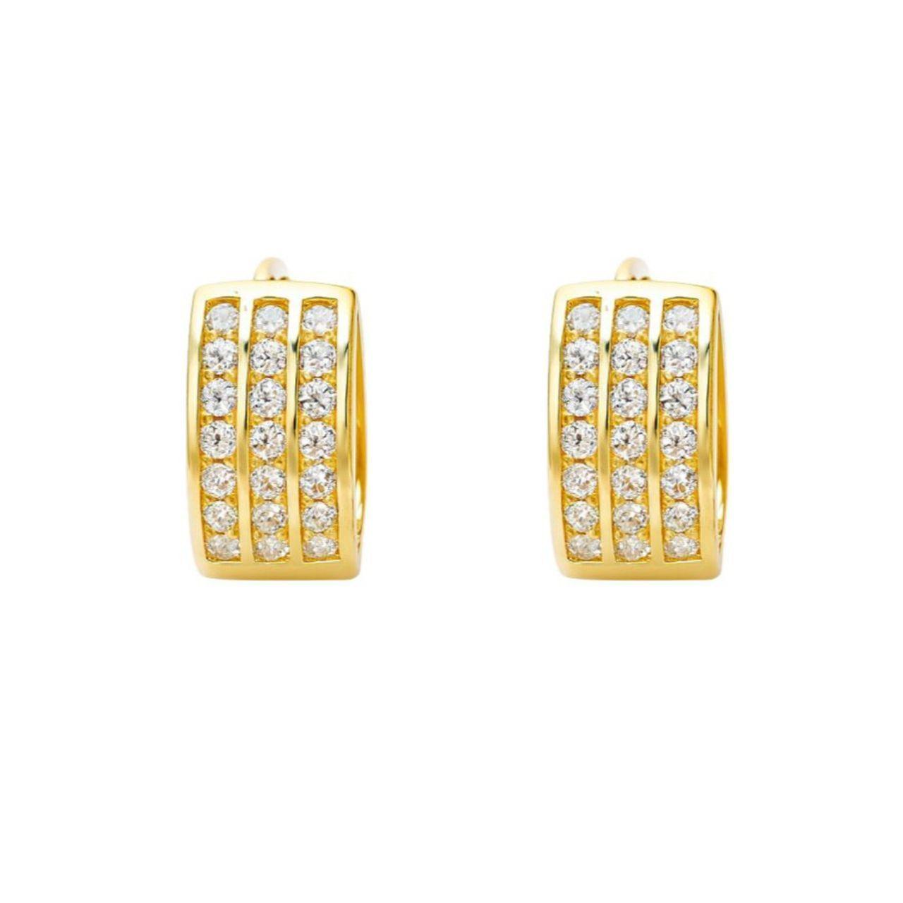 Aros Argollas Triple Riel Encahapado en oro de 18k-1