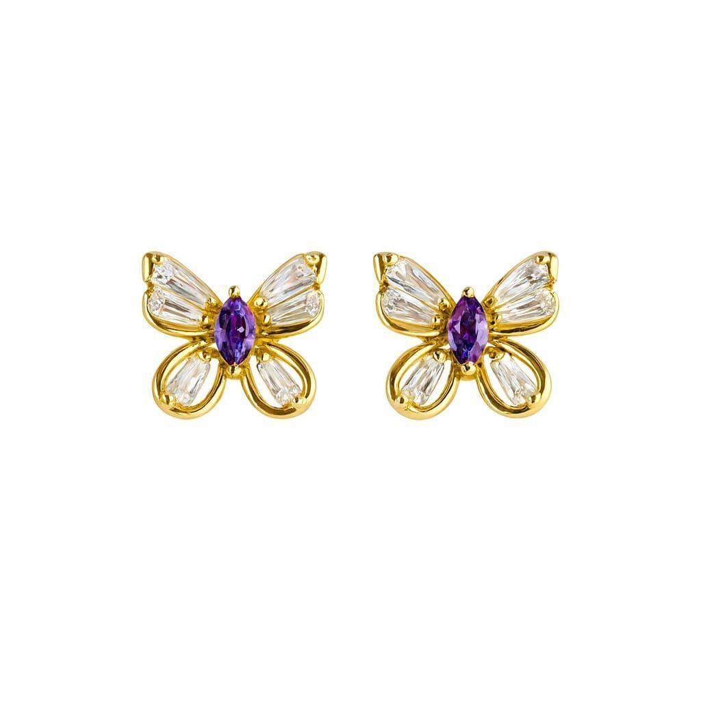 Aro de Mariposa Violeta Enchapado en oro de 18k-1
