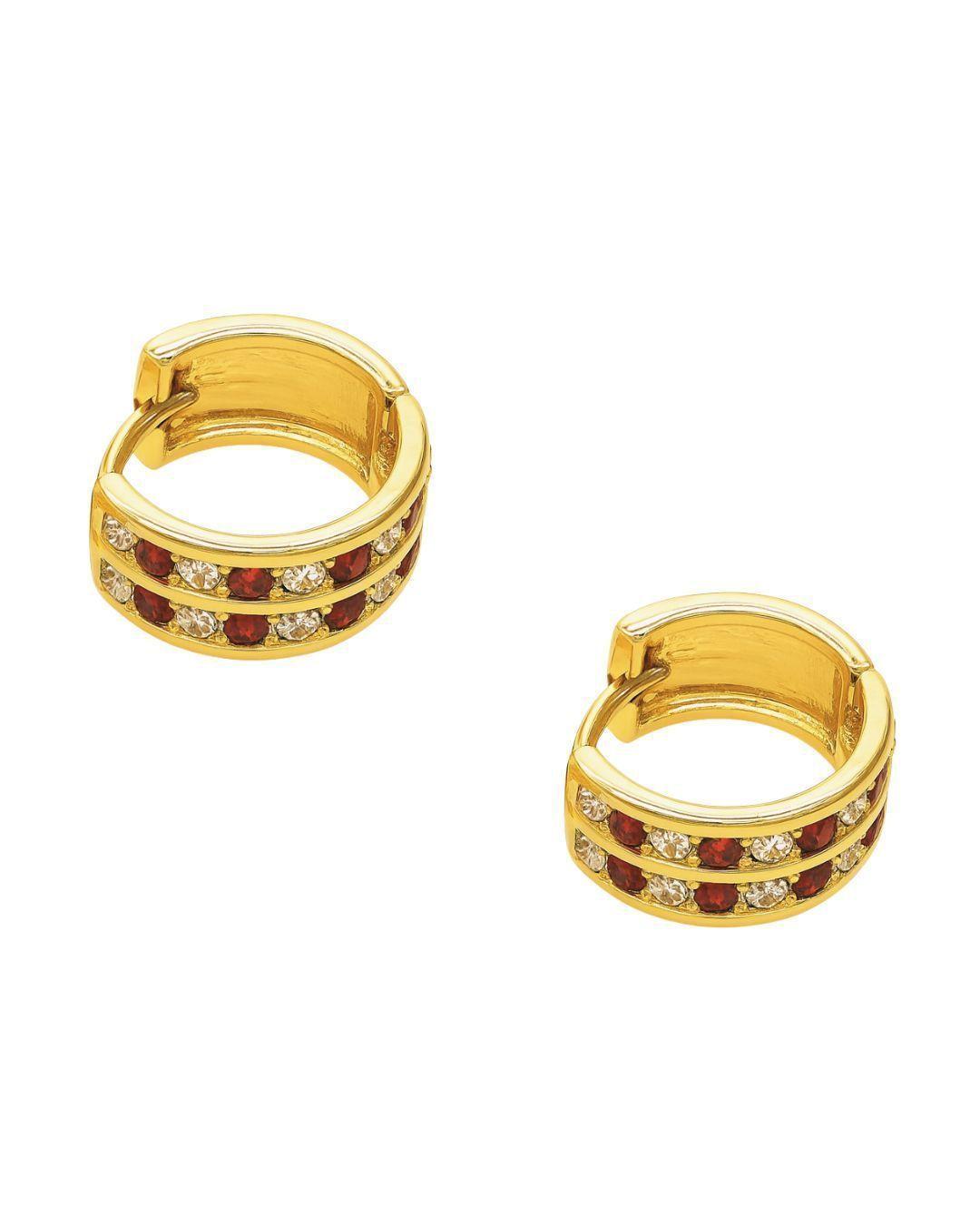 Aros Argollas Doble Riel Rojo Enchapado en oro de 18k de 15mm-2