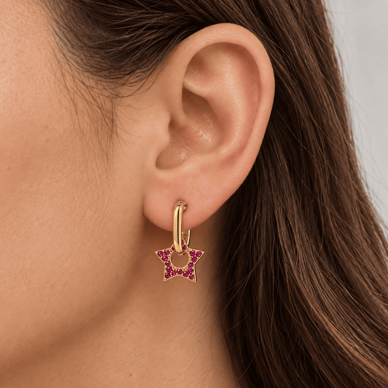 Aros Argolla con Estrella Enchapados en Oro 21mm-1