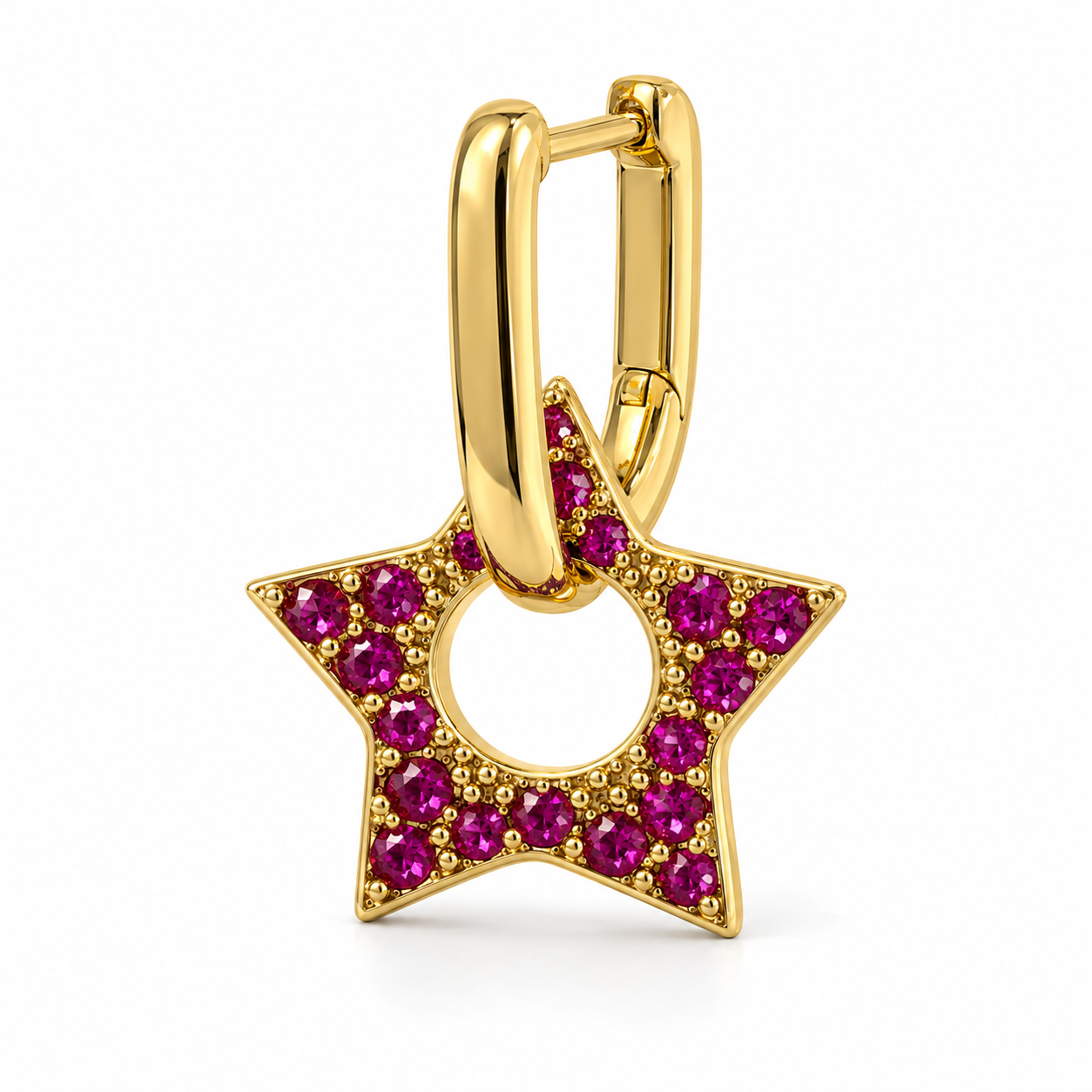 Aros Argolla con Estrella Enchapados en Oro 21mm-2