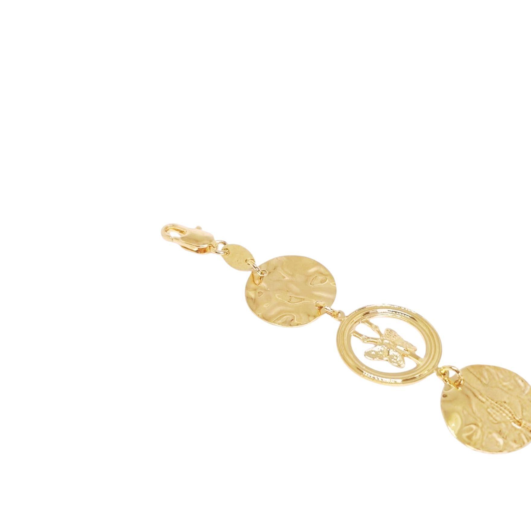 Pulsera Mariposa Martillada Enchapada en oro 18k 18cm-2