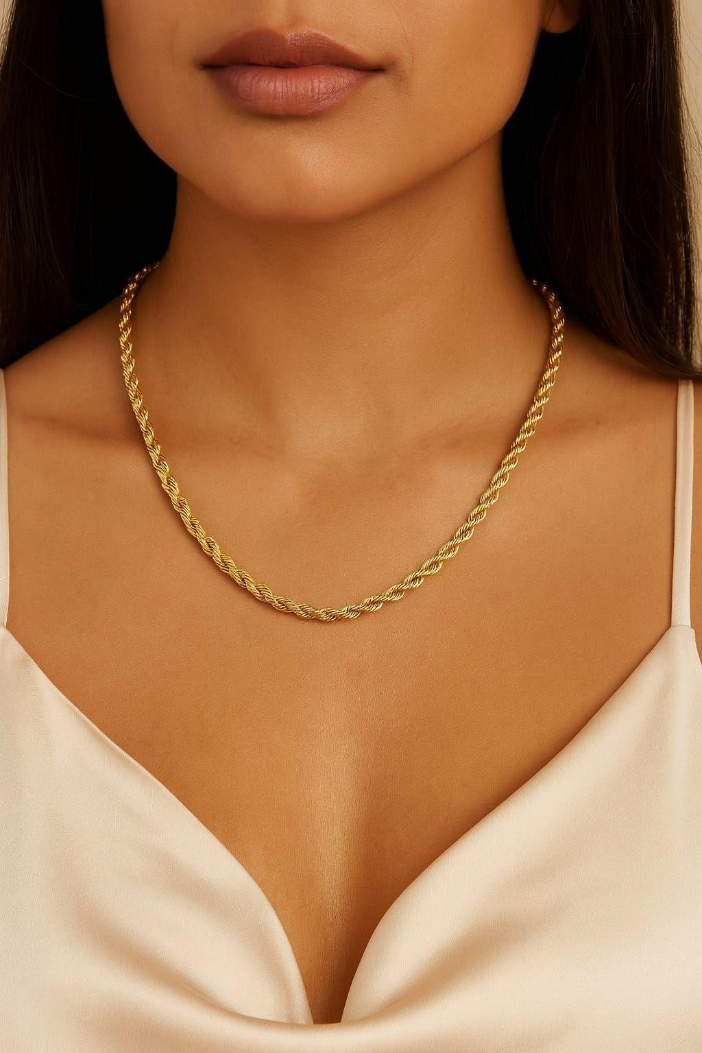 Cadena Turbillón 60cm Enchapado en Oro de 18k-1