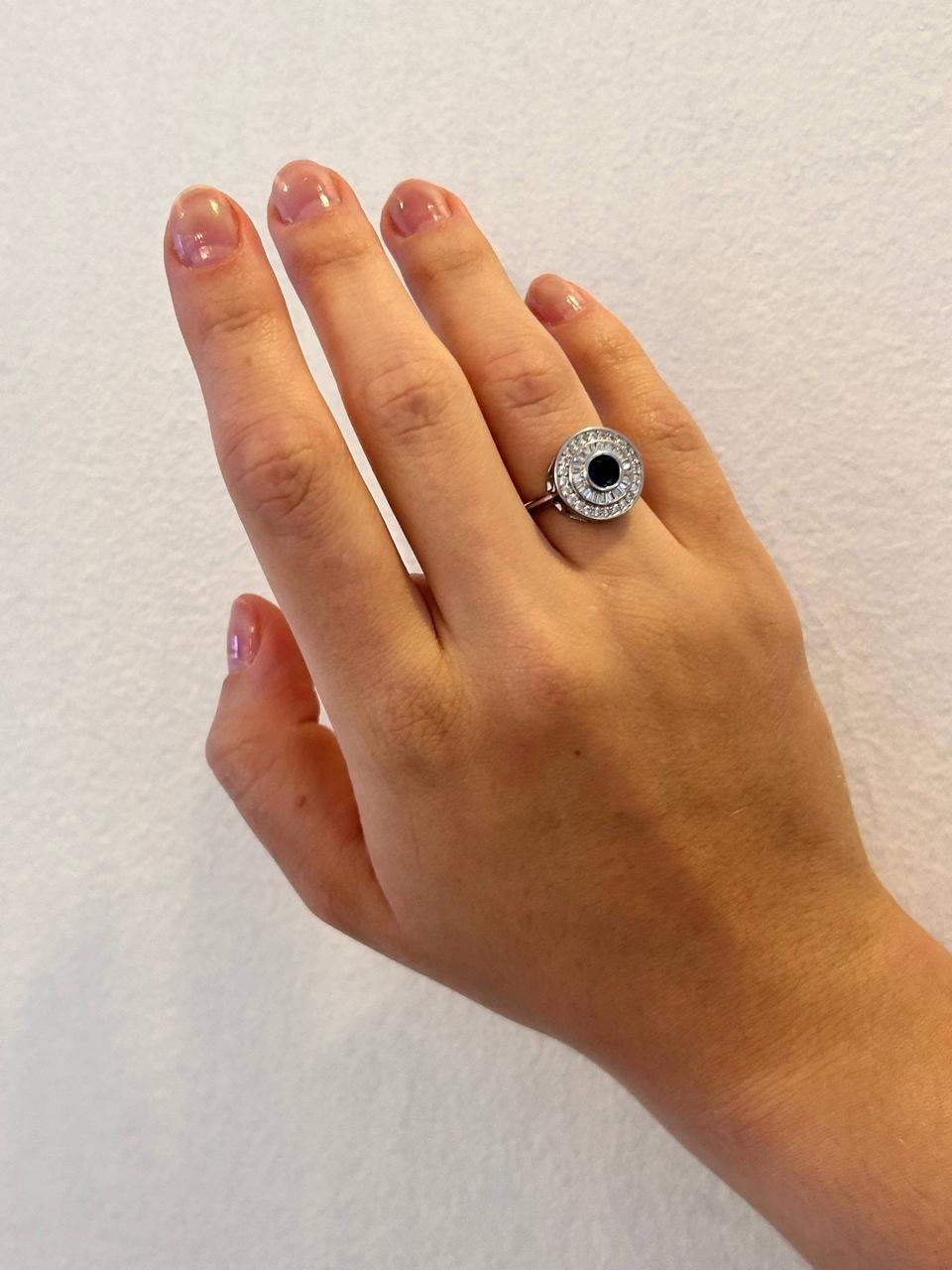 Anillo Redondo Zafiro Plata 925-1