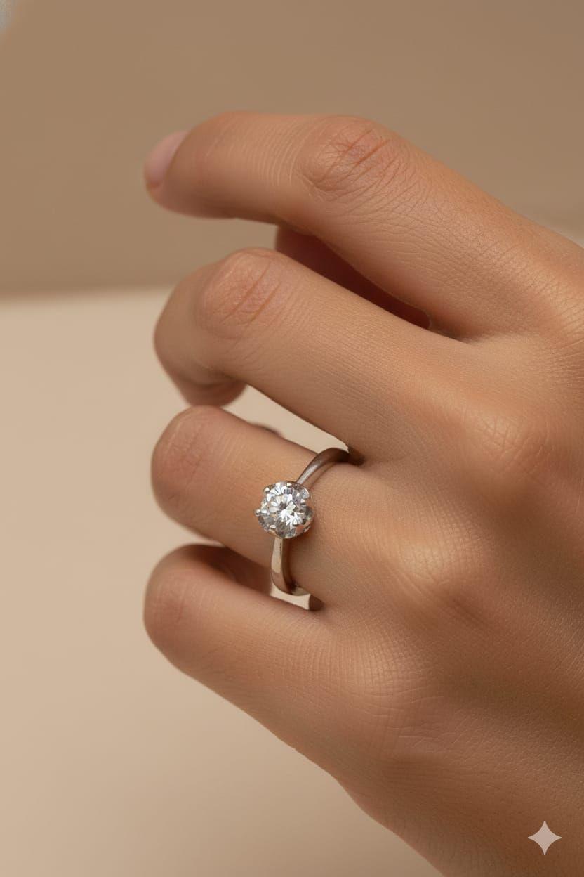 Anillo Solitario Corona Plata Italiana 925 con Circ n de 5mm-2