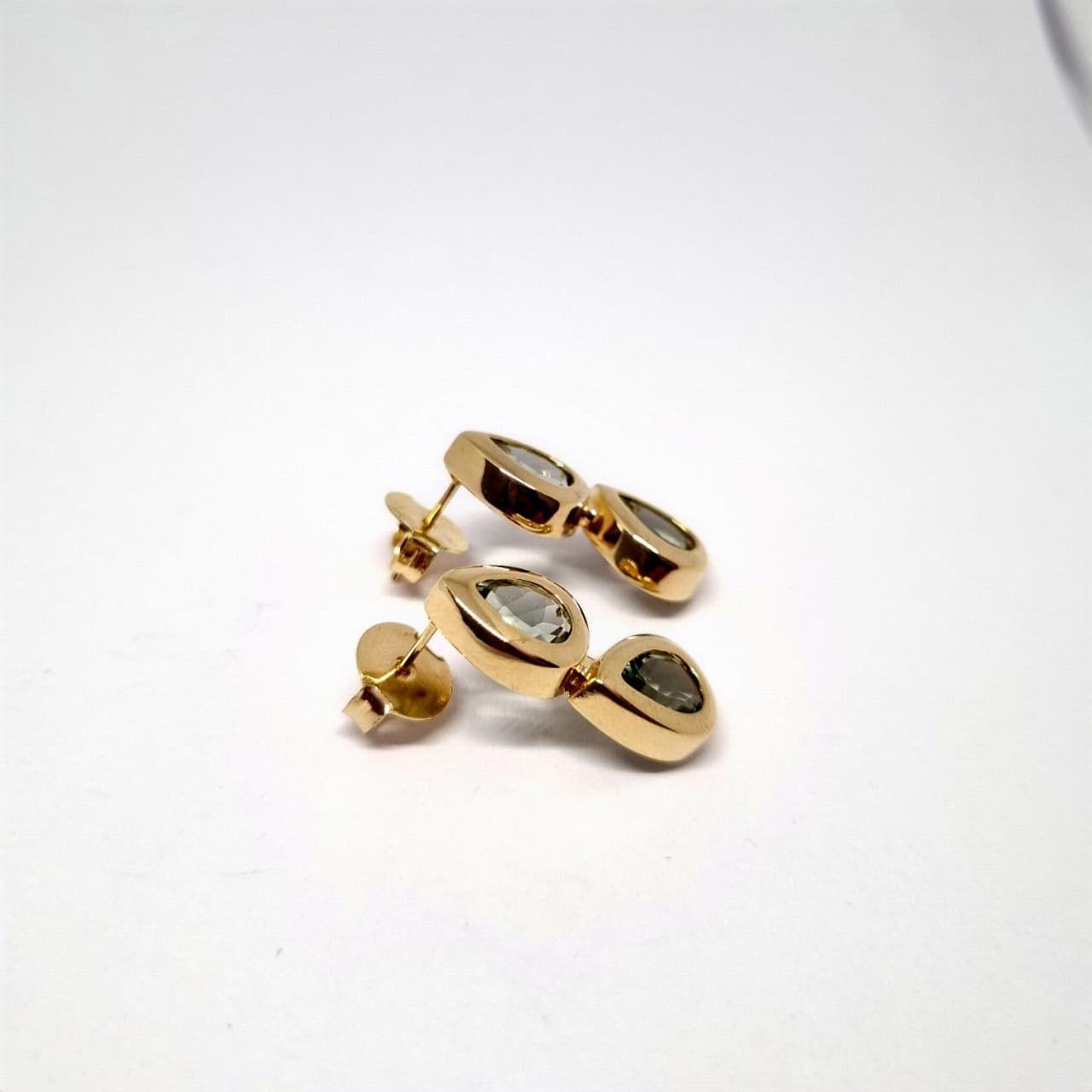 Aro Gota Doble Cristal Enchapado en oro de 18k-2