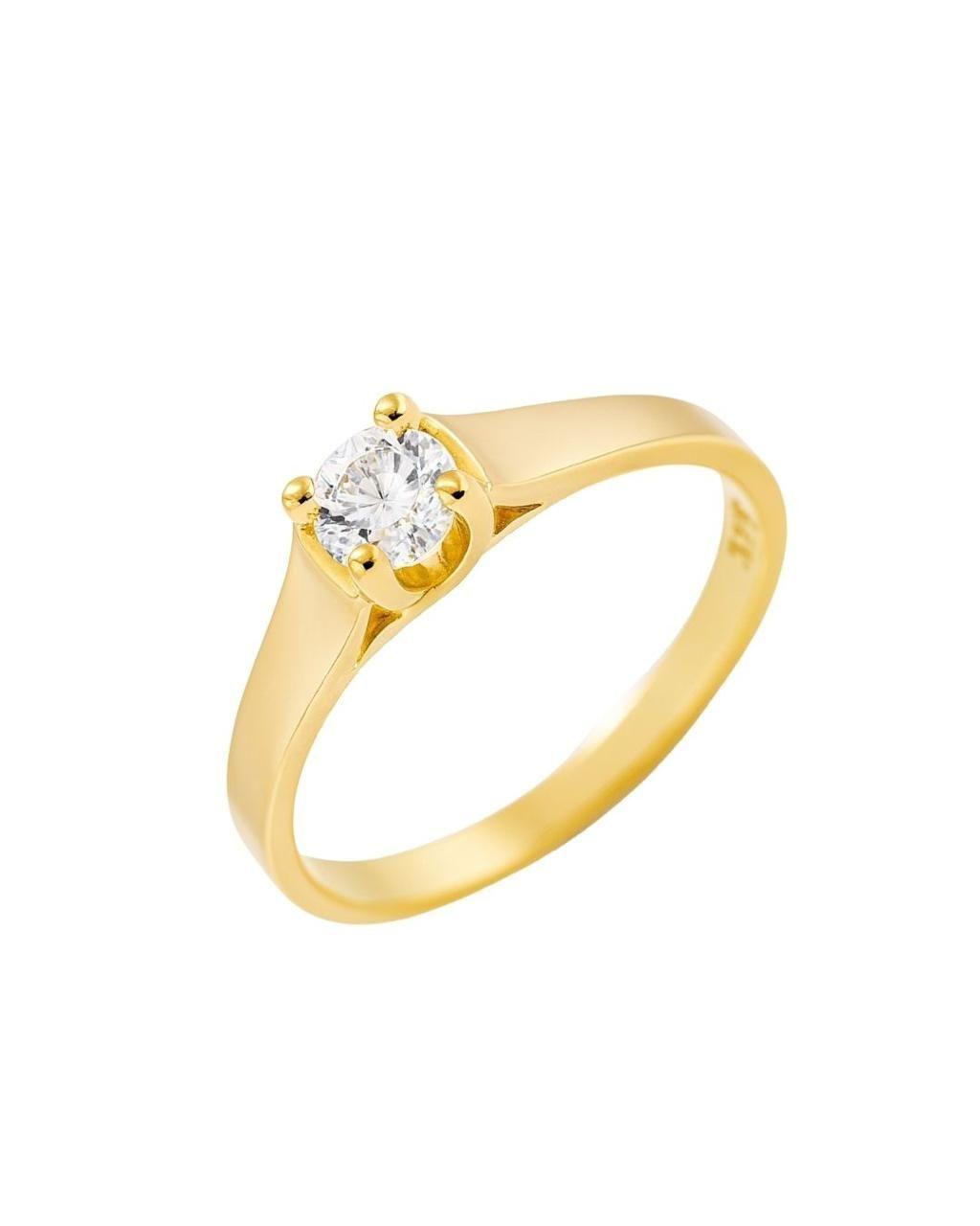 Anillo Solitario 5mm enchapado en oro de 18k-1