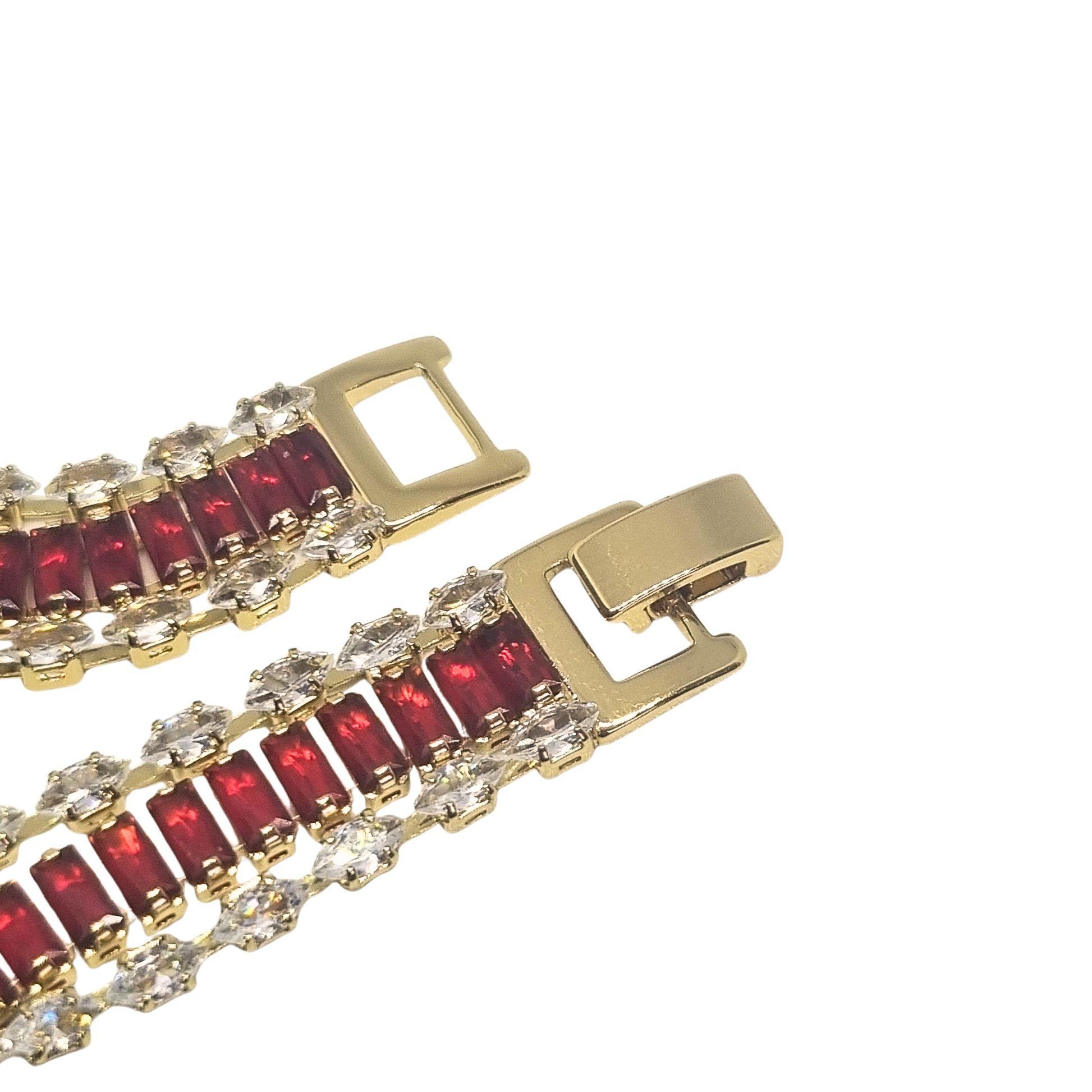 Pulsera Tenis con Doble Riel Enchapada en oro de 18k-2