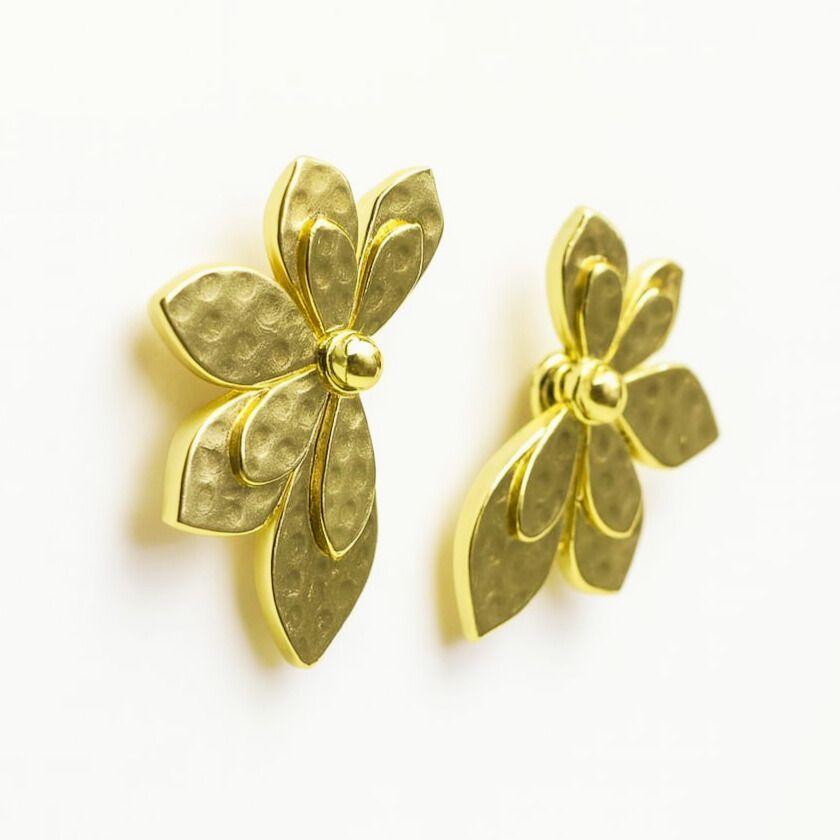 Aro Media Flor Enchapado en oro de 18k-1