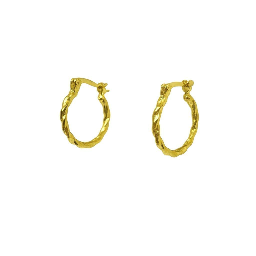 Aro Argolla Facetada Enchapada en Oro de 18k 14mm-1