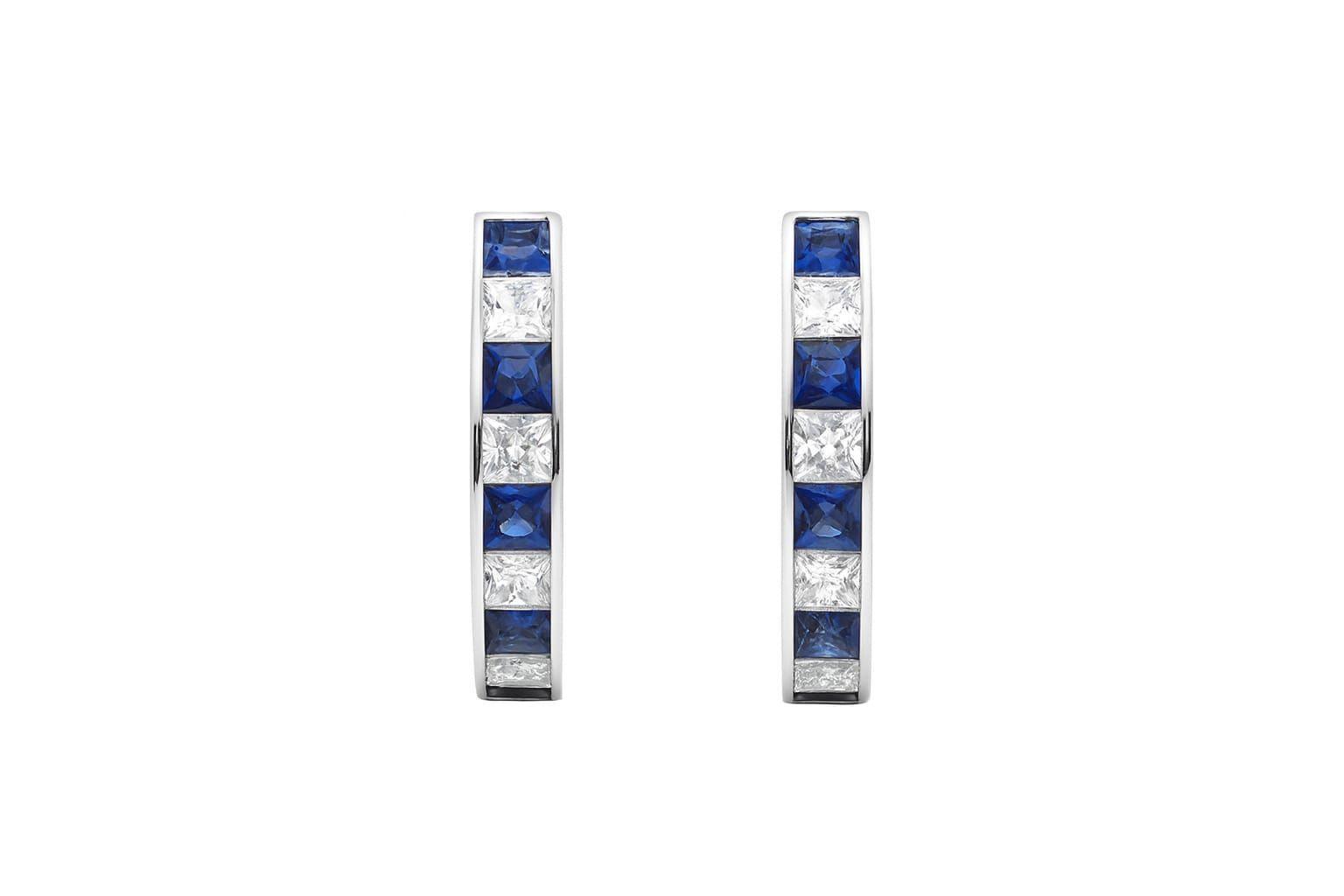 Aro Argolla Riel Azul Enchapada en Rodio de 18k 25mm diametro-2