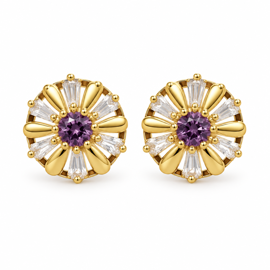 Aros Sol Radiante Enchapados en Oro 13mm-0