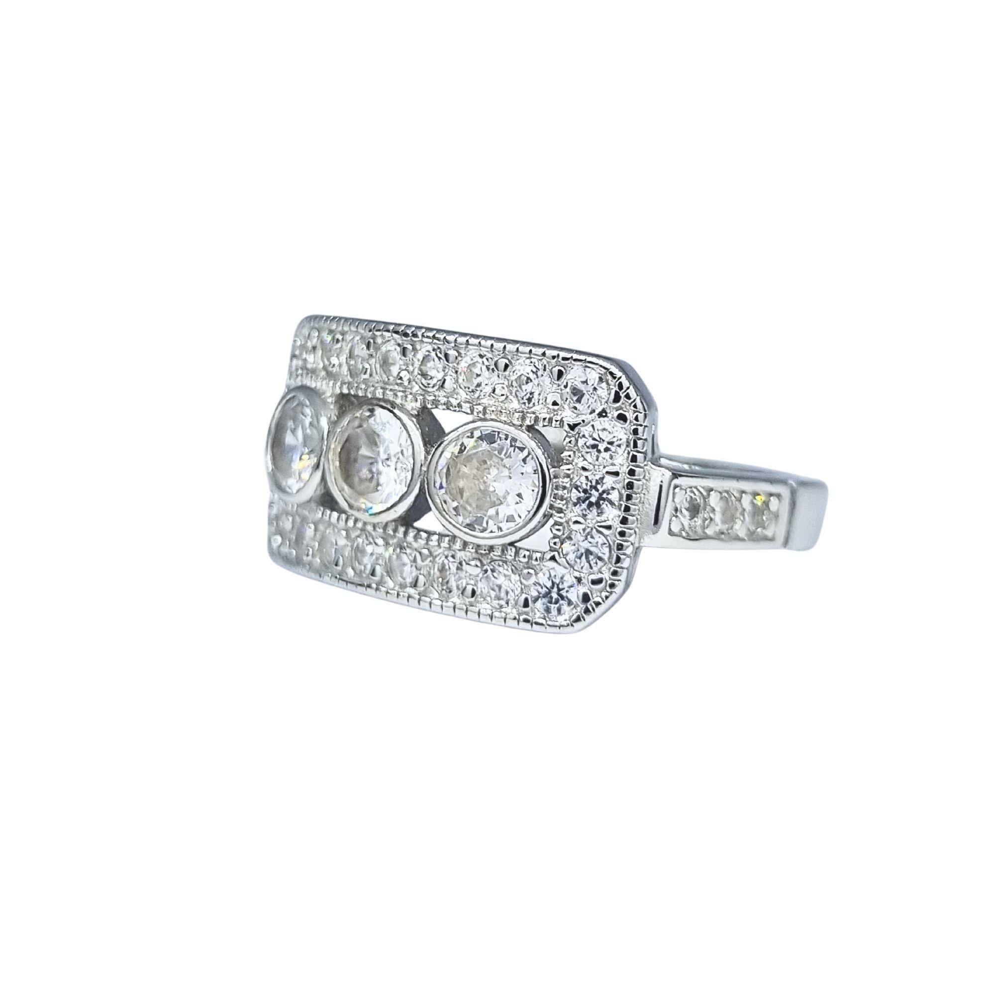Anillo Art-Deco 3 Circones Plata 925-1