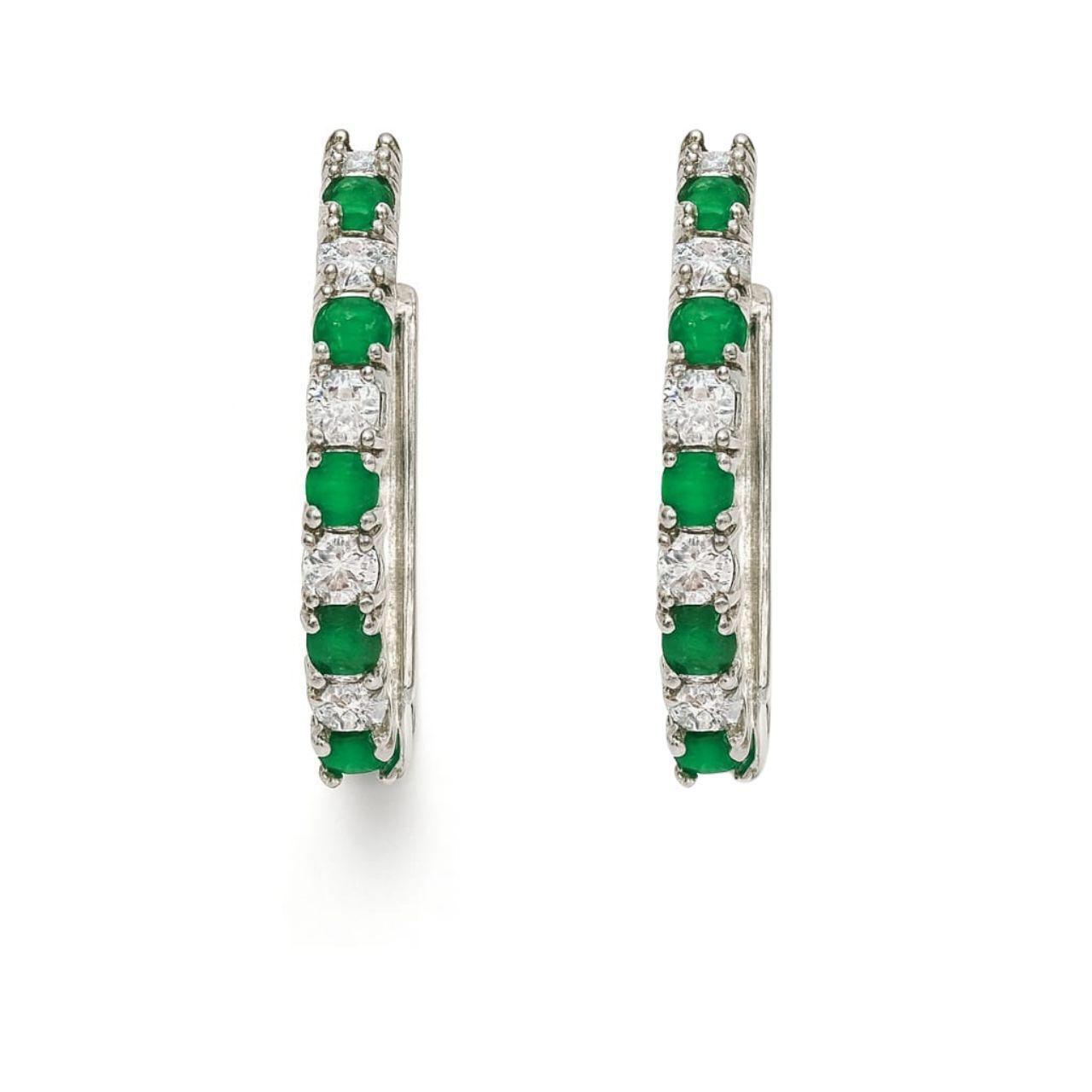 Aros Argollas Cintillo Verde Enchapado en oro de 18k de 25mm-2