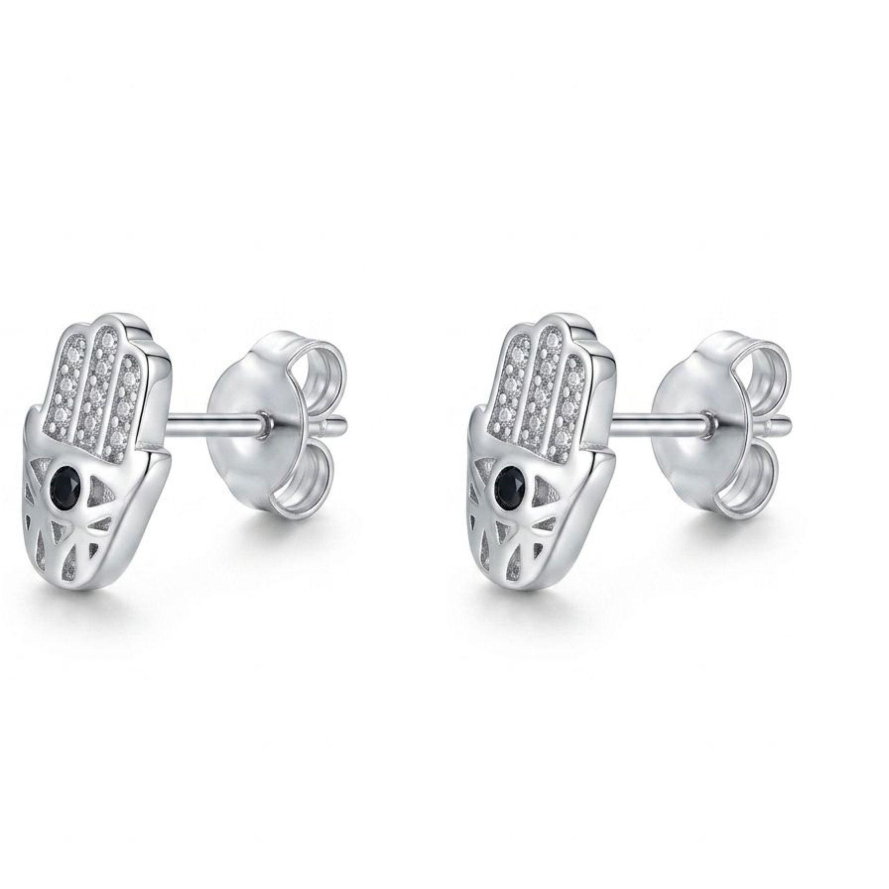 Aros Mano Hamsa Plata 925-1