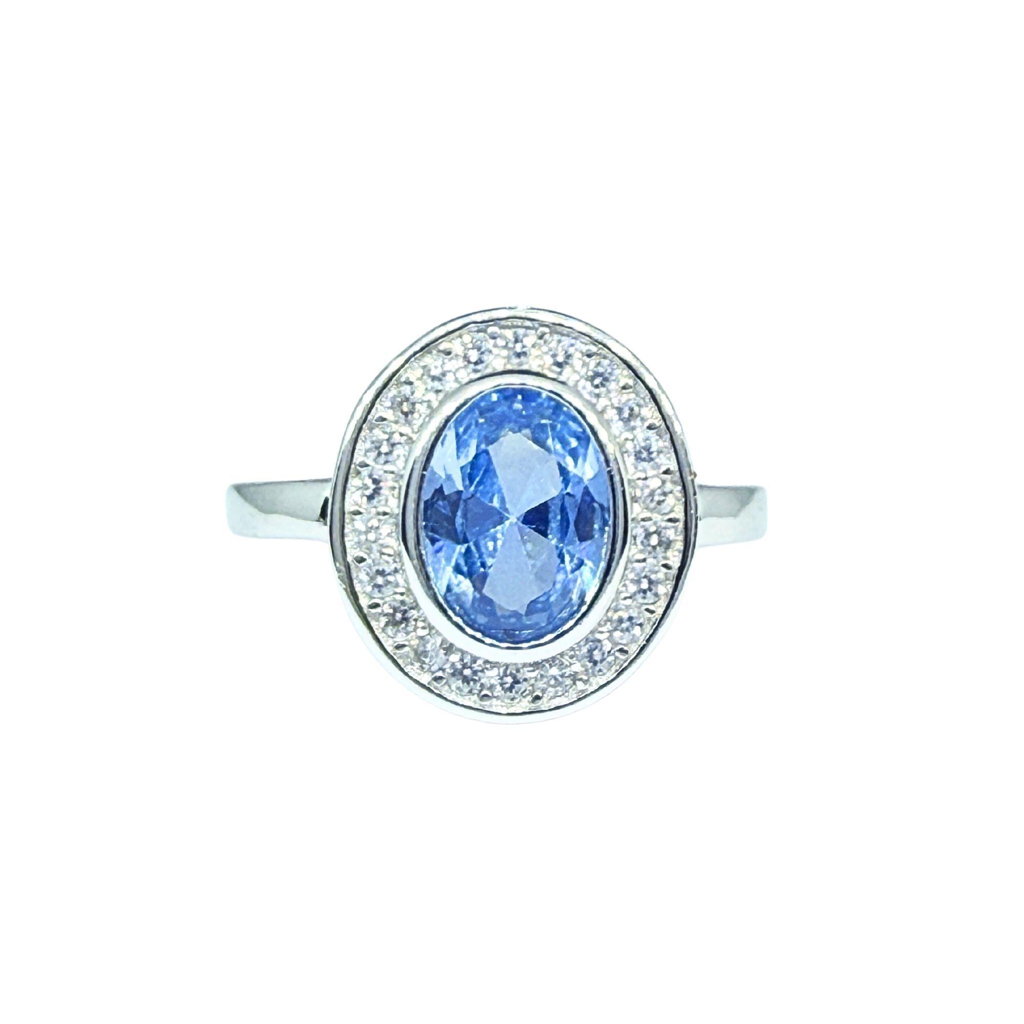 Anillo Ovalado Agua Marina Riel Plata 925-0