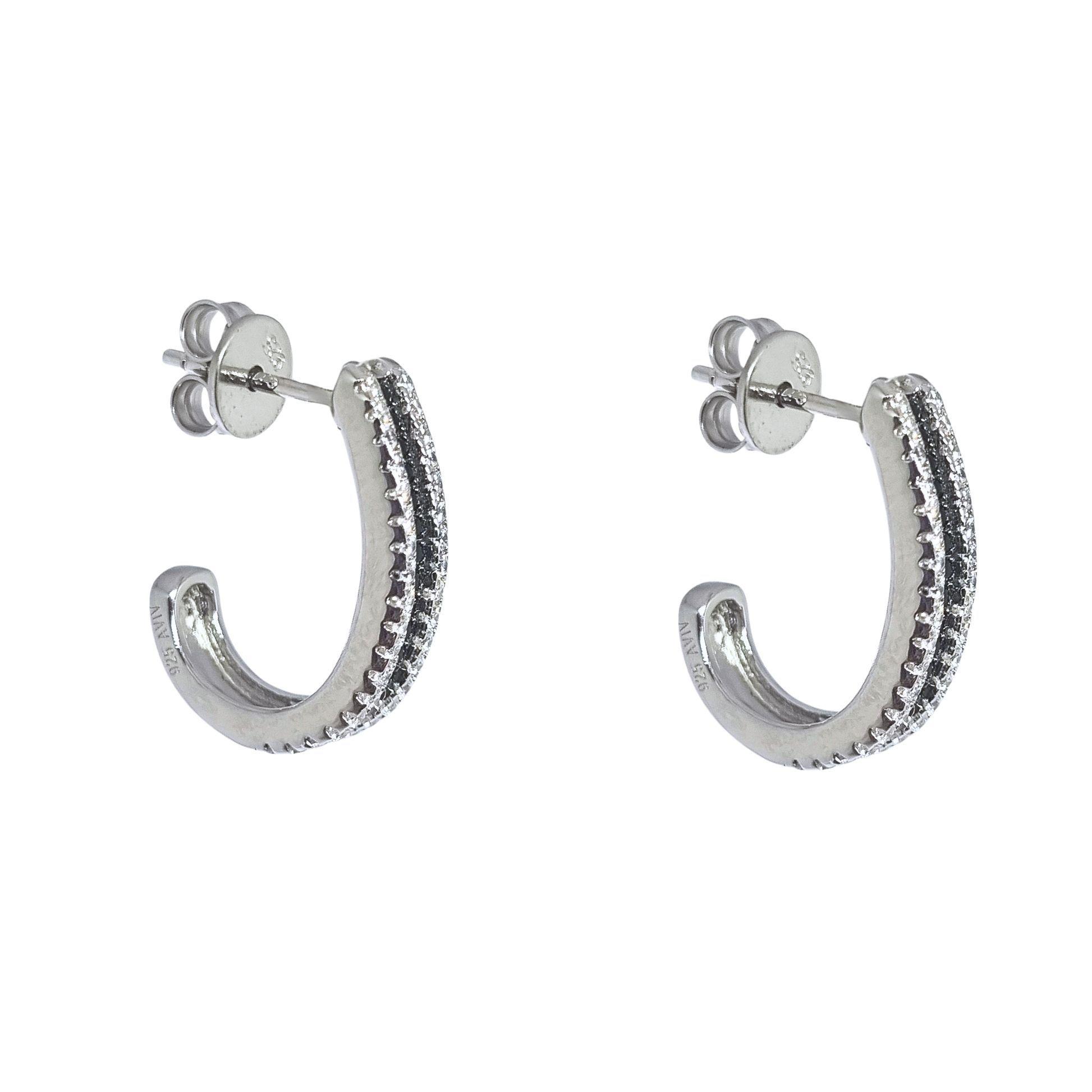 Aros Semi Argolla Onix Plata 925-2