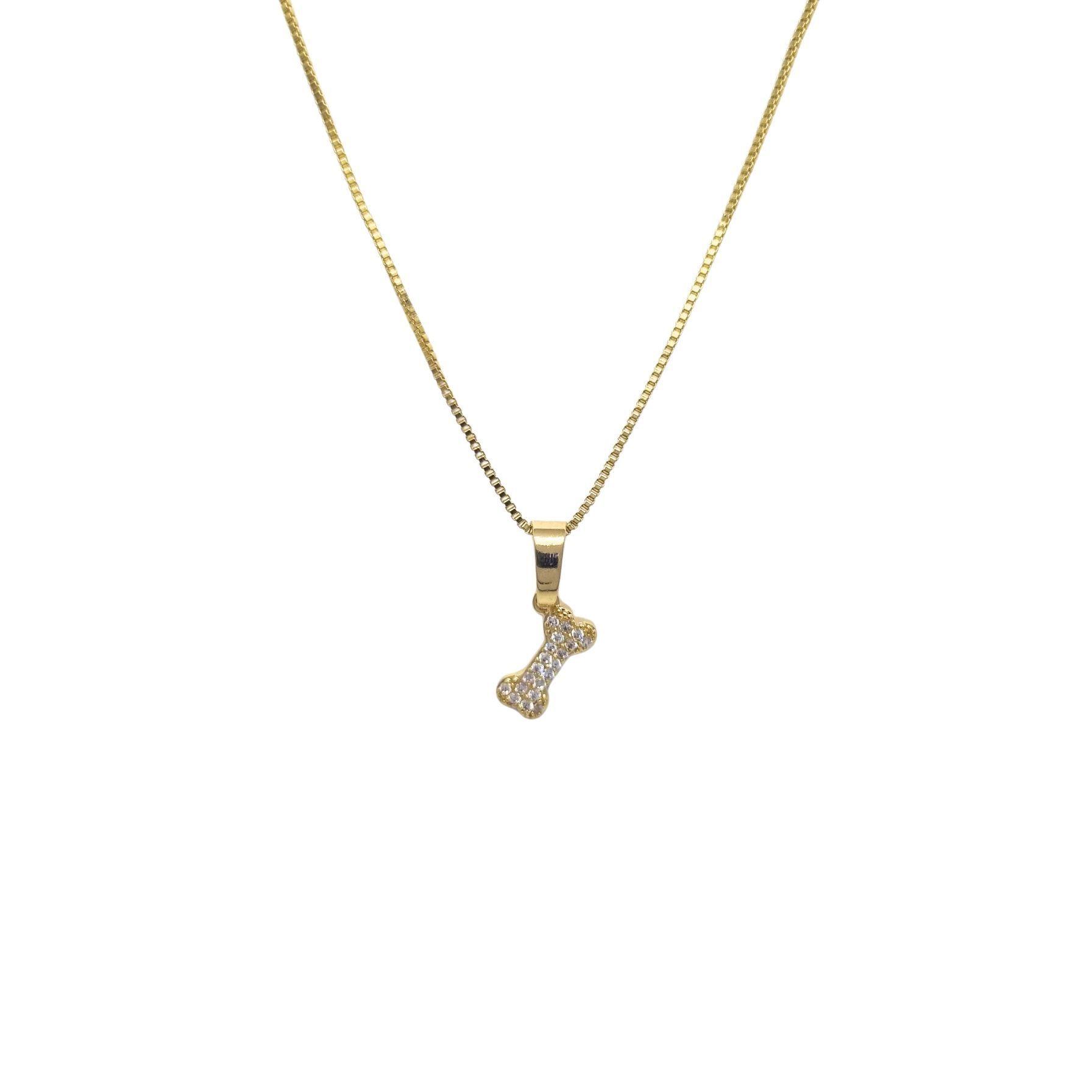Collar Huesito Enchapada en Oro de 18k-1