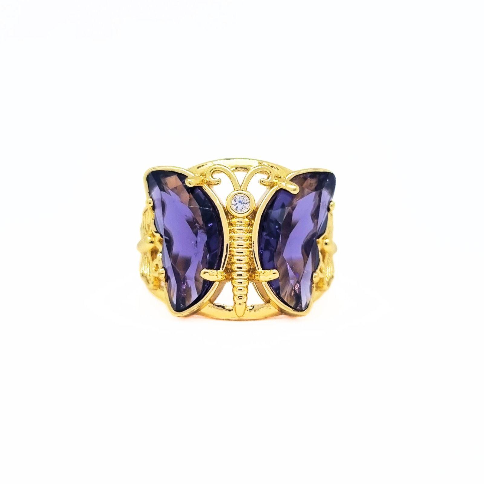 Anillo Mariposa enchapado en oro de 18k-0