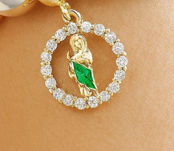 Pulsera con Colgante Religioso Enchapada en oro de 18k-2