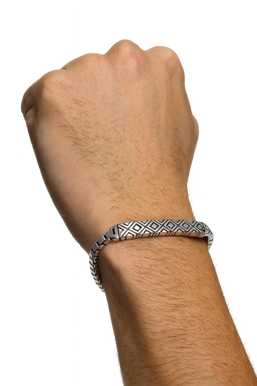 Pulsera para Hombre Rombos Plata 925 22CM-2