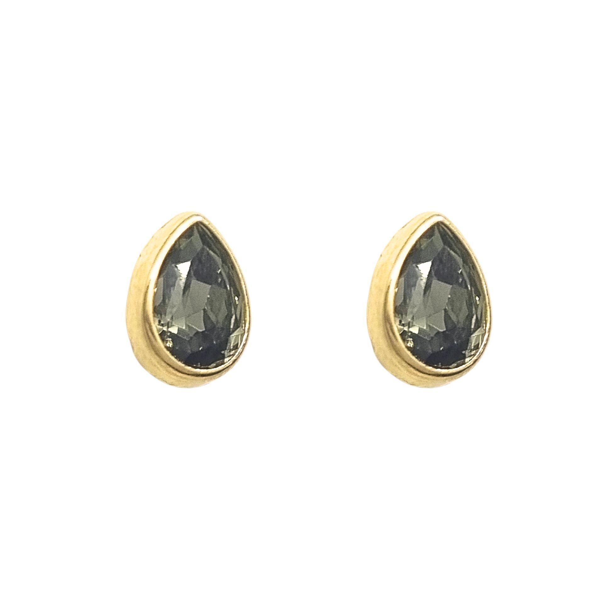 Aros Cristal Gota Plata 925 Bañado en Oro-1