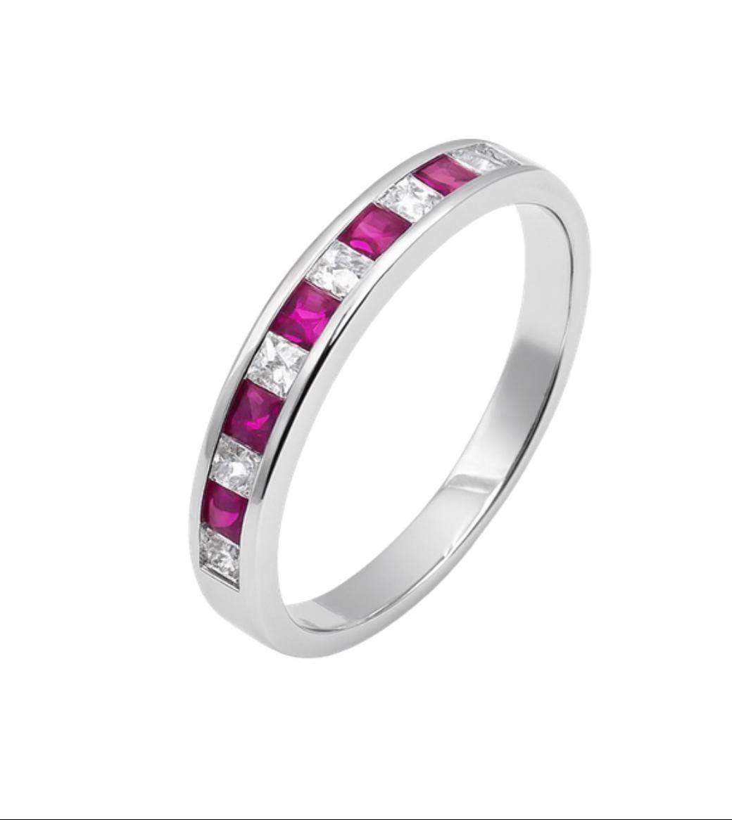 Anillo Riel 11 Circones Rosa Plata 925-1