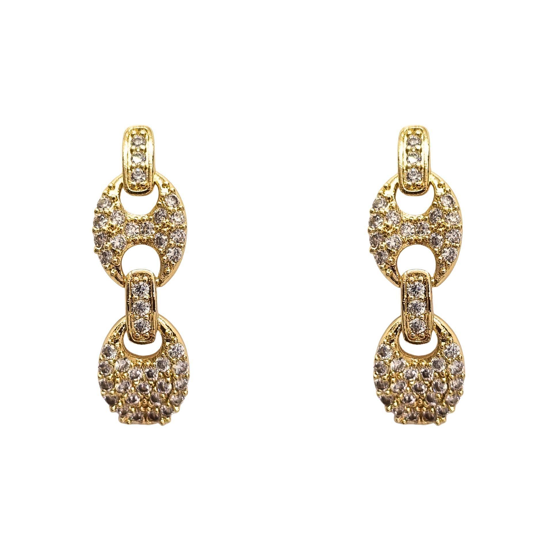 Aros Eslabones con Circones Enchapado en oro de 18k de 23mm-0