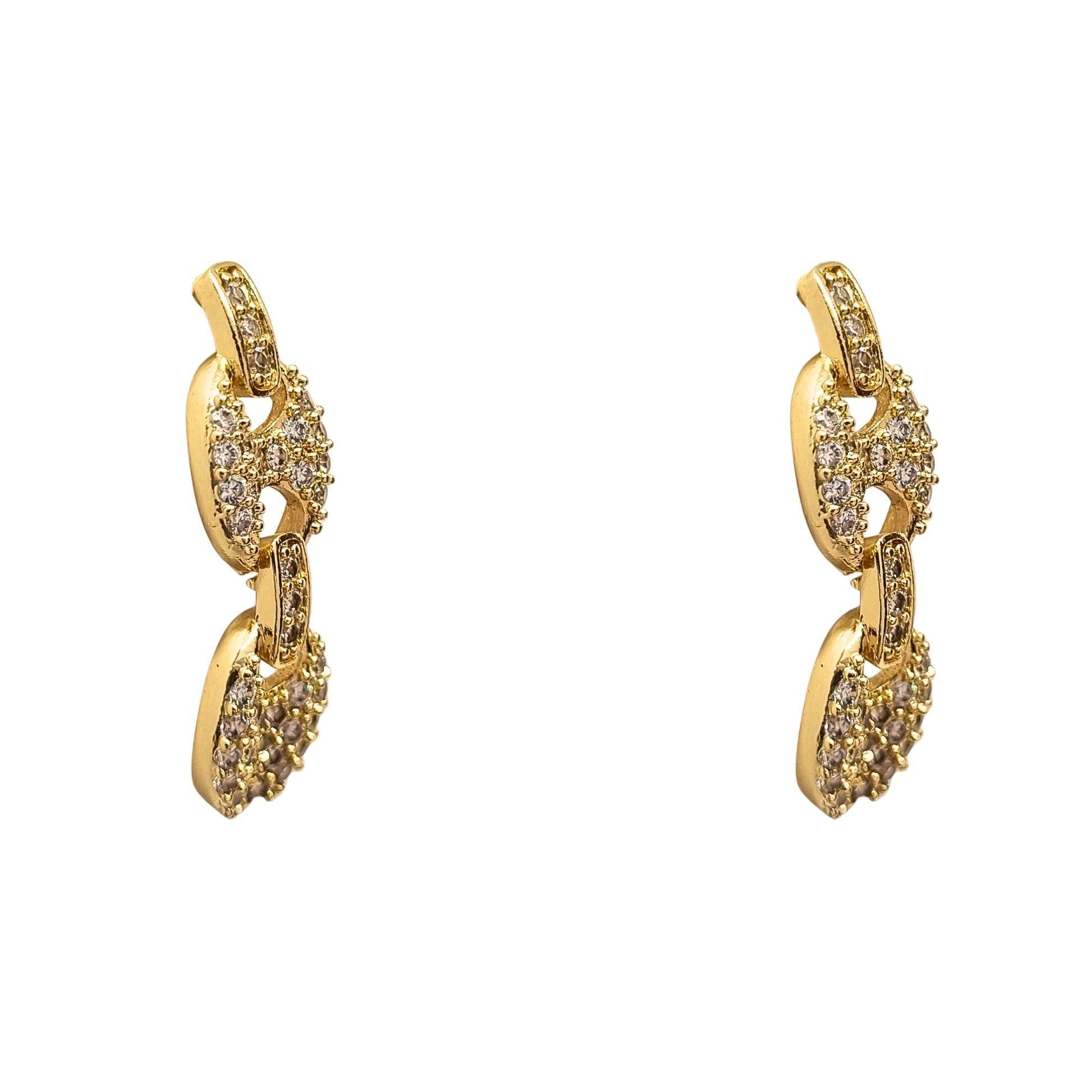 Aros Eslabones con Circones Enchapado en oro de 18k de 23mm-1