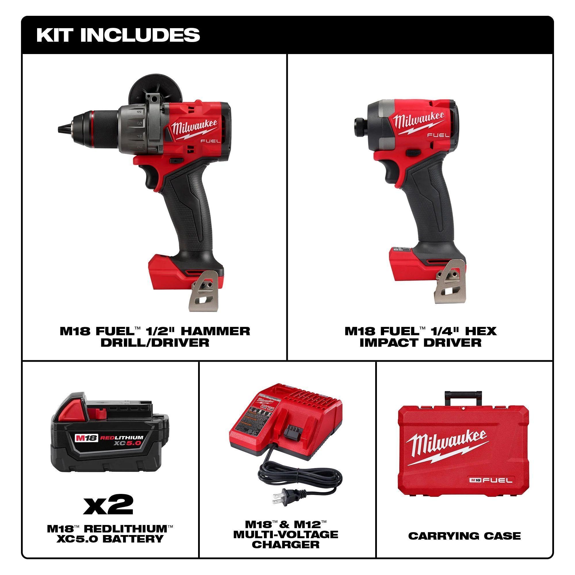 KIT TALADRO/ATORNILLADOR E IMPACTO 4ta GENERACION M18 FUEL 3697-22 MILWAUKEE-2