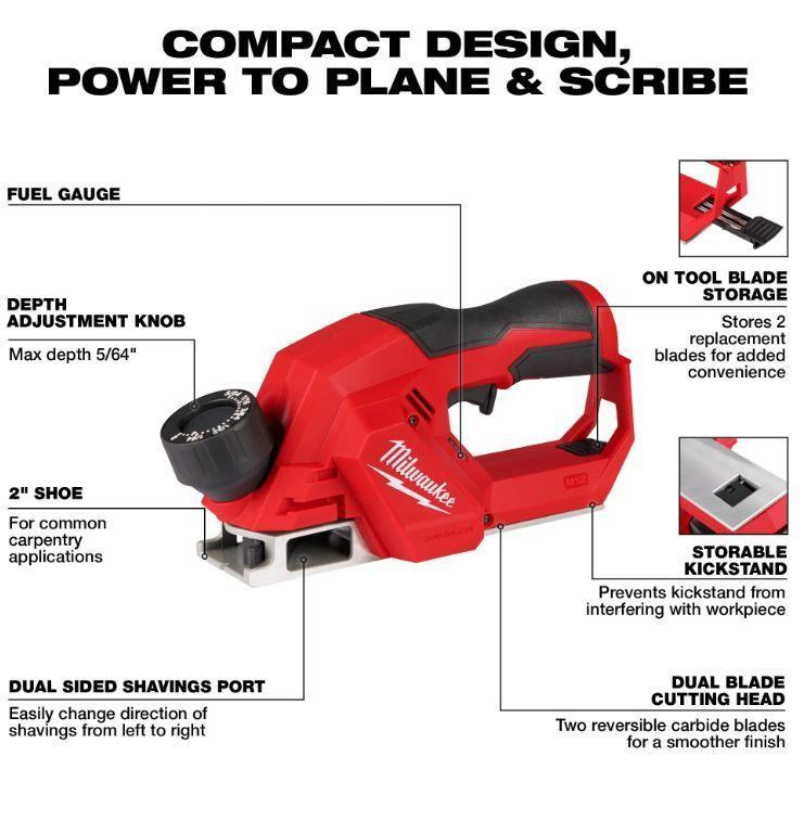 Cepilladora de 2" sin escobillas M12 Milwaukee 2524-20-2