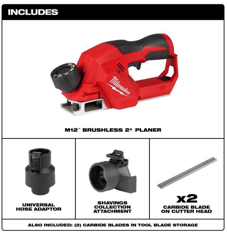 Cepilladora de 2" sin escobillas M12 Milwaukee 2524-20-1