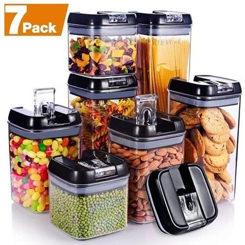 Set Contenedores De Alimentos Almacenamiento 7 P Color Negro Transparente-2