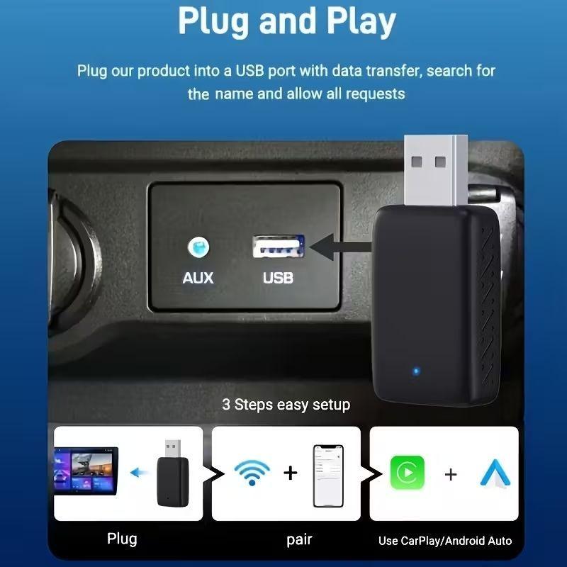 Adaptador Inal mbrico automovil Para Carplay Y Android Auto-2