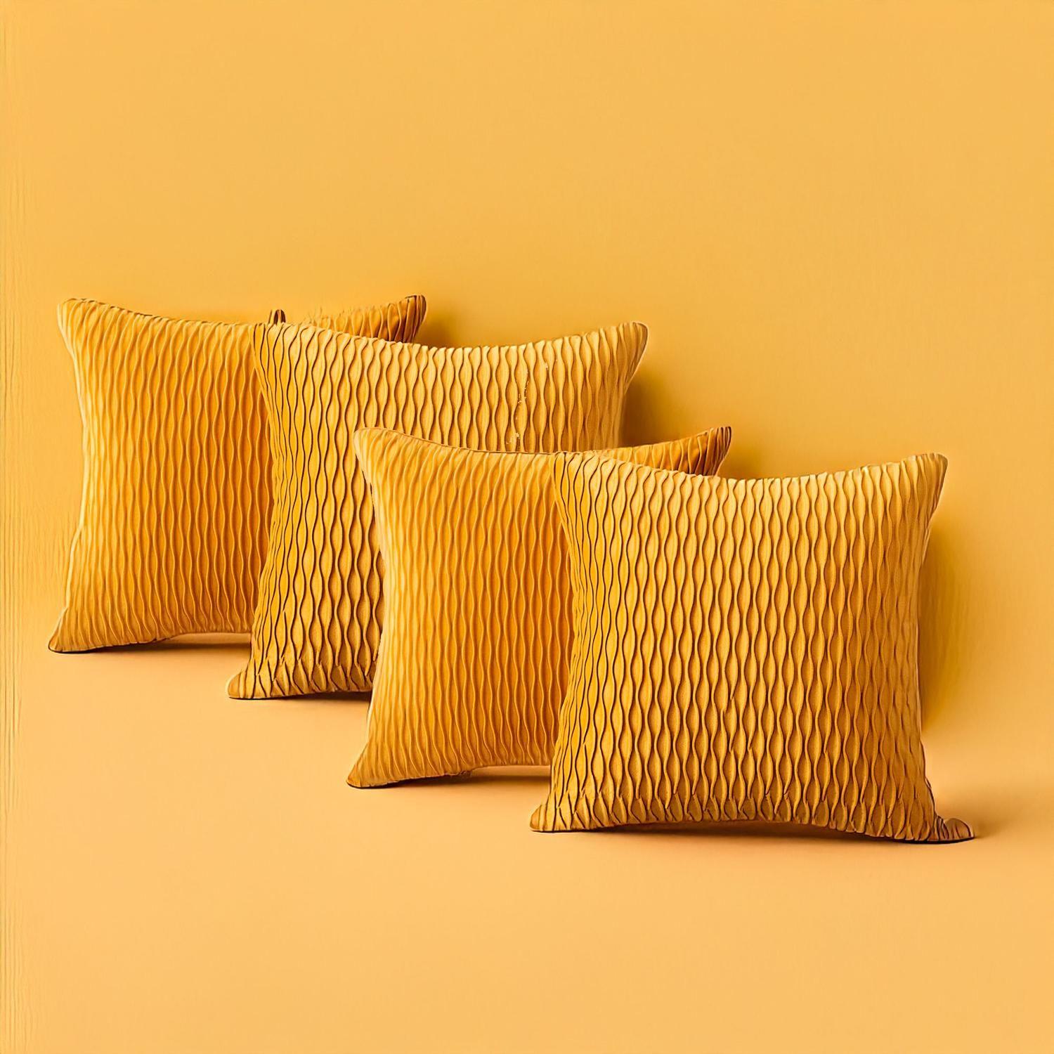 Fundas De Cojin Decorativa 45x45 moderna Mostaza PACK 4 U-2